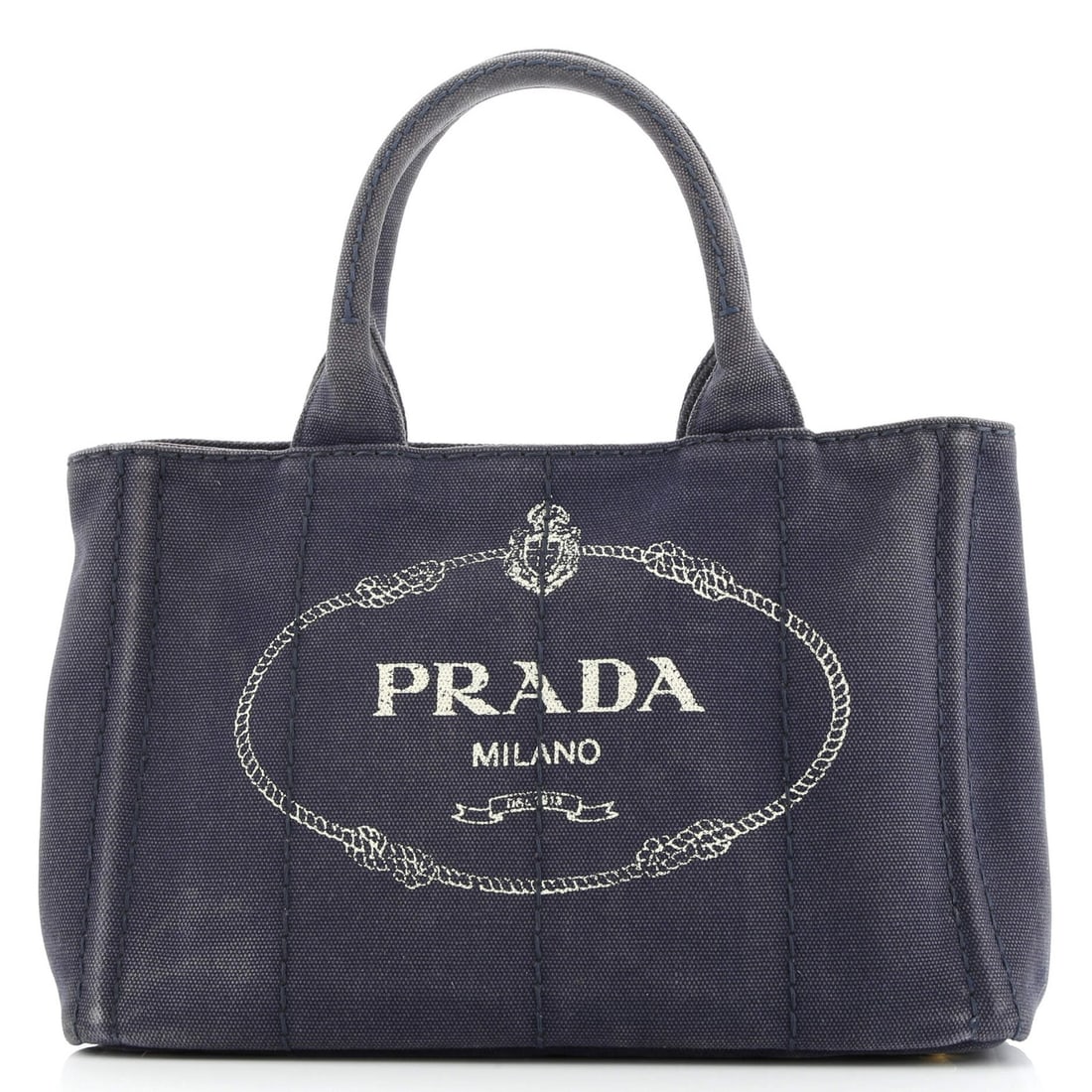 Prada Canapa Denim Mini Tote: Prada Canapa Denim Mini Tote The Prada Canapa Denim Mini Tote is a stylish and versatile accessory that combines classic Prada design with a modern denim twist. With its sturdy gold hardware,