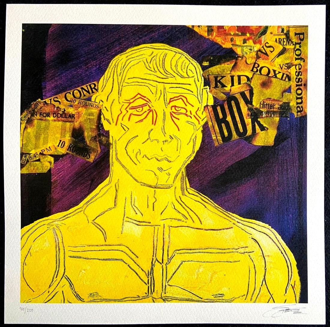 200Ex Sylvester Stallone 'Boxer' Lithograph: 200Ex Sylvester Stallone 'Boxer' Lithograph Own a piece of boxing history with this rare 200Ex lithograph of Sylvester Stallone's iconic character Rocky Balboa, signed by the artist himself. Created b