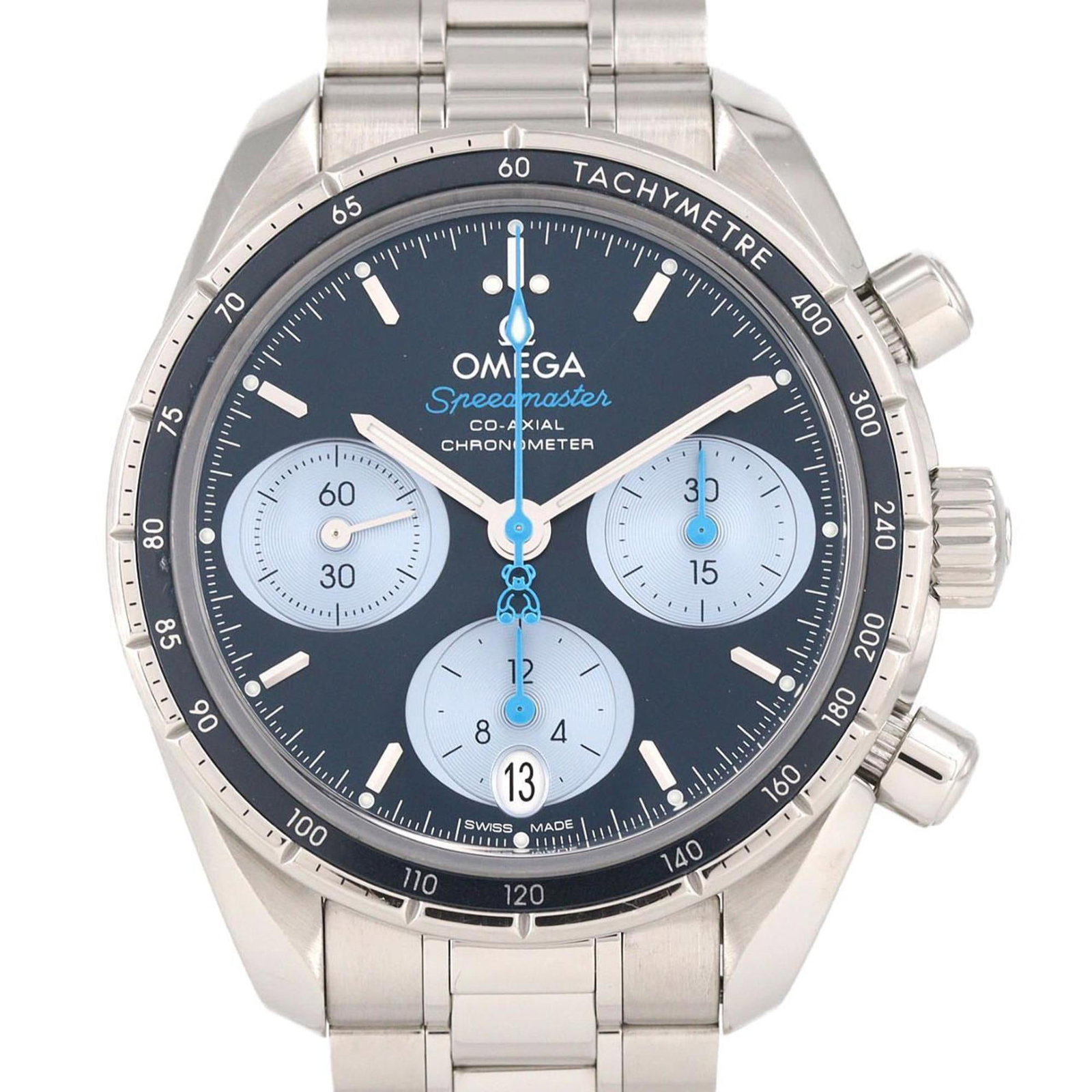 Wristwatch Omega: Wristwatch Omega A vintage Omega wristwatch, perfect for the discerning collector, boasts a sleek 38mm stainless steel case and band, paired with a striking blue dial that exudes classic style. With i