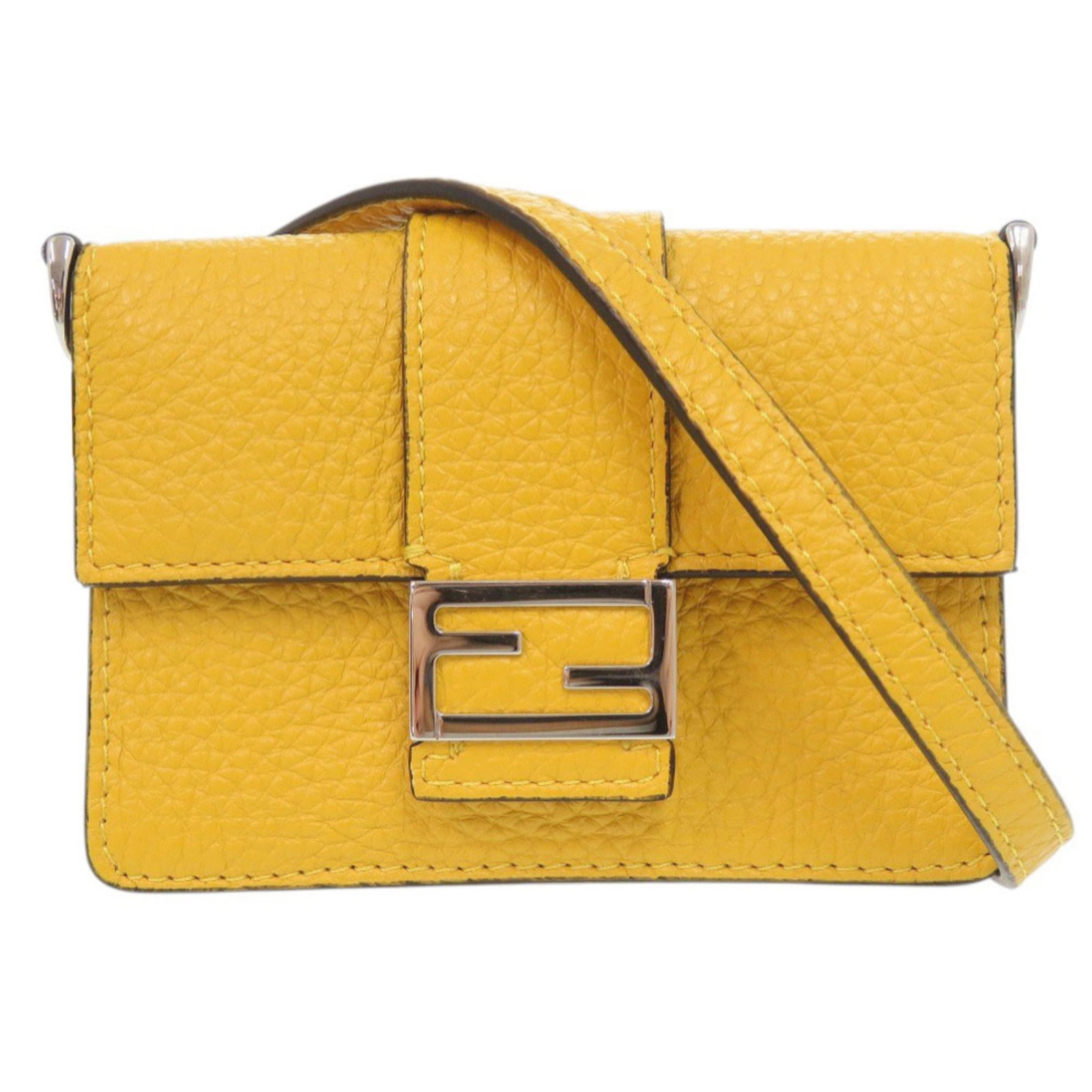 Leather Fendi Card Case: Leather Fendi Card Case A chic and stylish accessory for the modern woman, this Fendi leather card case is a rare find in excellent condition. With its vibrant yellow color and high-quality leather ma