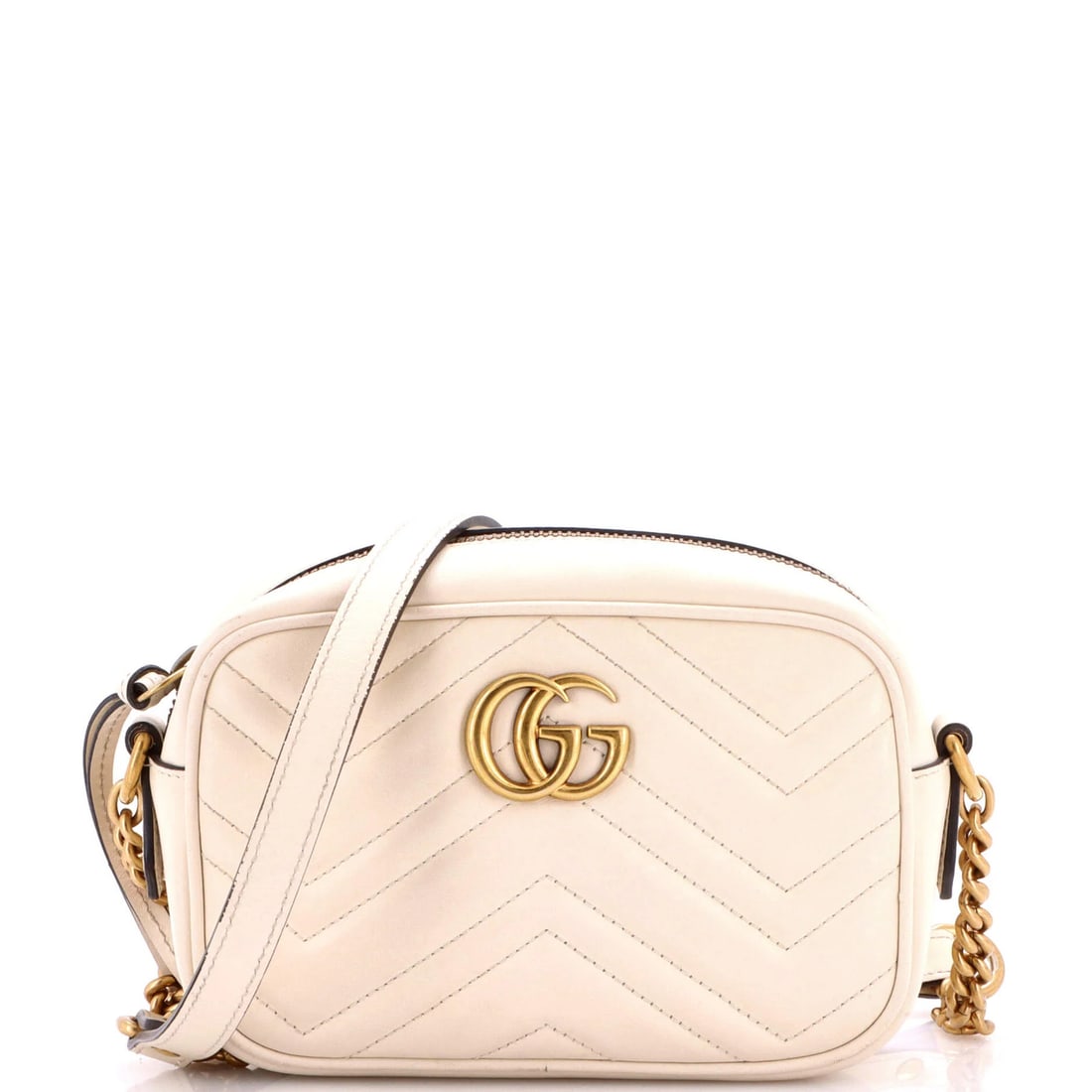 Gucci GG Marmont Mini Matelasse Leather Shoulder Bag: Gucci GG Marmont Mini Matelasse Leather Shoulder Bag Elevate your everyday with the iconic Gucci GG Marmont Mini Matelasse Leather Shoulder Bag, boasting a chic neutral white exterior and luxurious ma