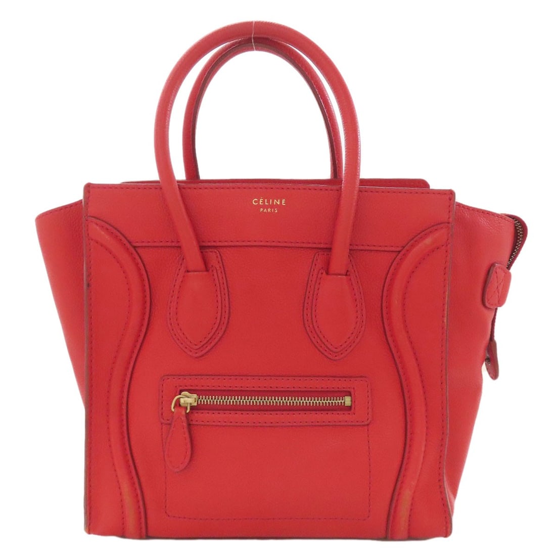 Celine Micro Leather Handbag: Celine Micro Leather Handbag Elevate your style with the iconic Celine Micro Leather Handbag, crafted from luxurious Italian leather and boasting a striking red hue that adds a pop of sophistication t