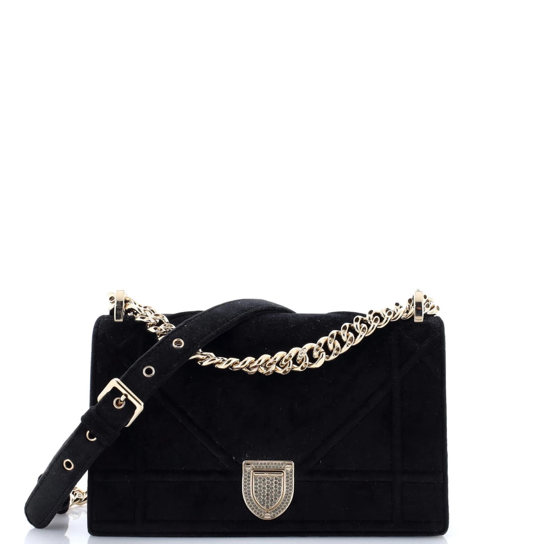 Christian Dior Small Velvet Flap Bag with Crystal Detail (1 of 5)