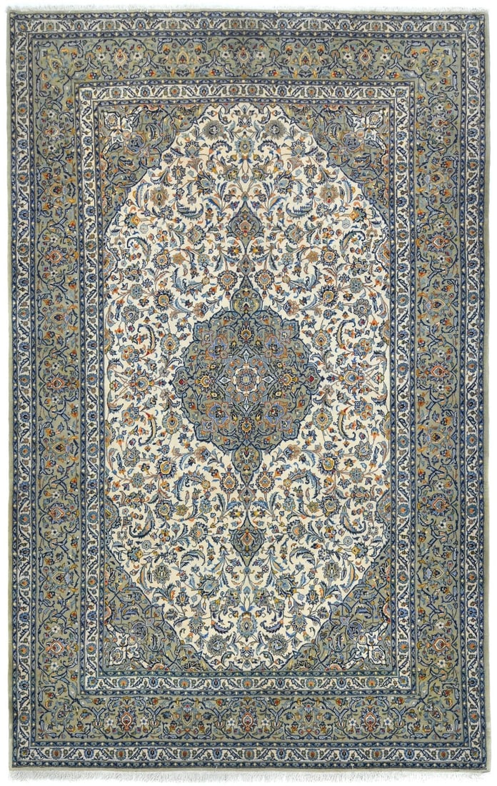 Carpet Hand-Knotted Semi-Antique Cream Oriental Rug 7X11 ft Rare Size Floral: Carpet Hand-Knotted Semi-Antique Cream Oriental Rug 7X11 ft Rare Size Floral Experience the timeless elegance of this rare, hand-knotted semi-antique cream Oriental rug, boasting a unique floral desig