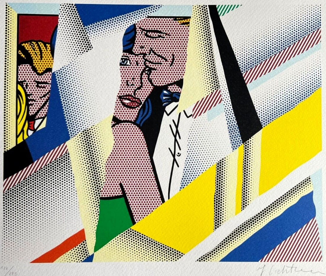 Numbered Roy Lichtenstein Lithograph: Numbered Roy Lichtenstein Lithograph Own a piece of pop art history with this rare and beautifully crafted numbered Roy Lichtenstein lithograph, signed by the artist and printed in 1996. Measuring jus