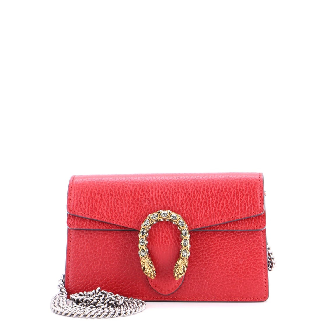 Gucci Dionysus Super Mini Leather Bag: Gucci Dionysus Super Mini Leather Bag This stunning Gucci Dionysus Super Mini Leather Bag is a statement piece that exudes luxury and sophistication. With its bold red exterior, sleek design, and aged