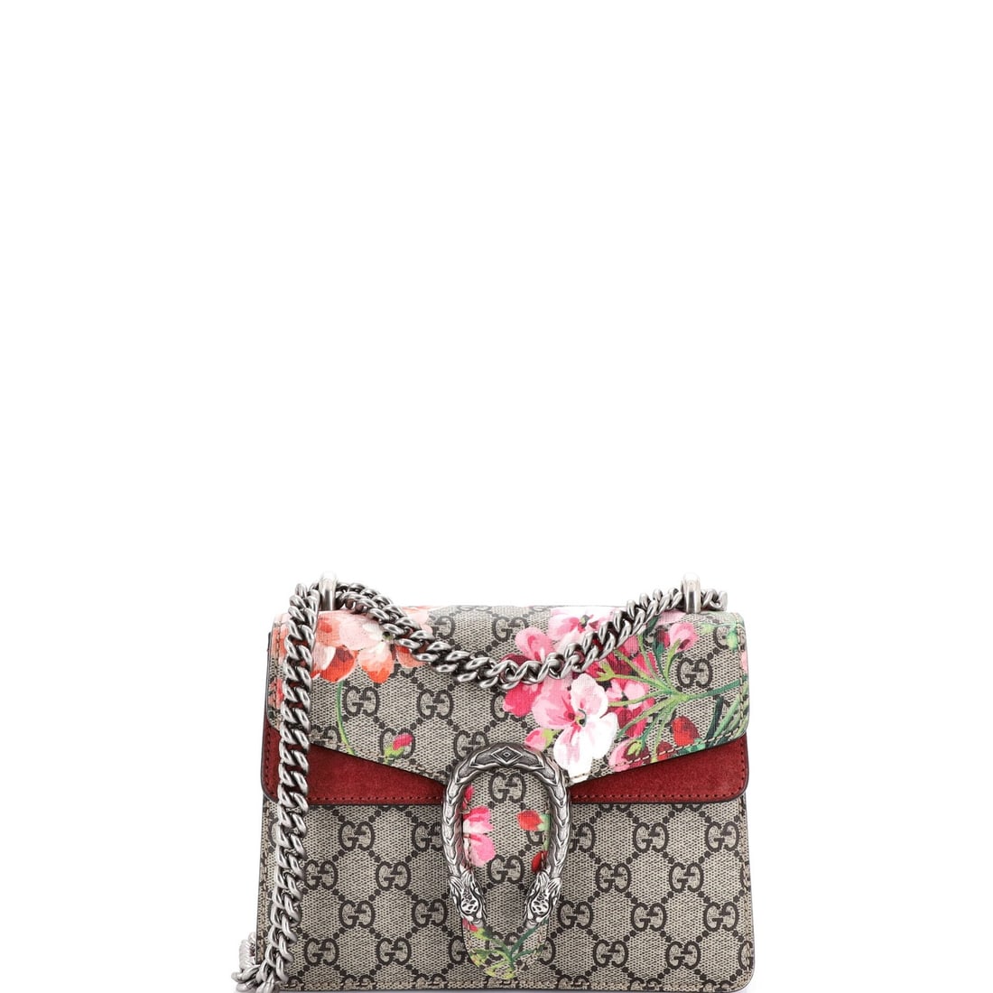 Gucci Dionysus Mini Bag with Blooms Print GG Coated Canvas: Gucci Dionysus Mini Bag with Blooms Print GG Coated Canvas The Gucci Dionysus Mini Bag is a stylish and versatile accessory that boasts the iconic Blooms Print in GG Coated Canvas. With its sleek shou