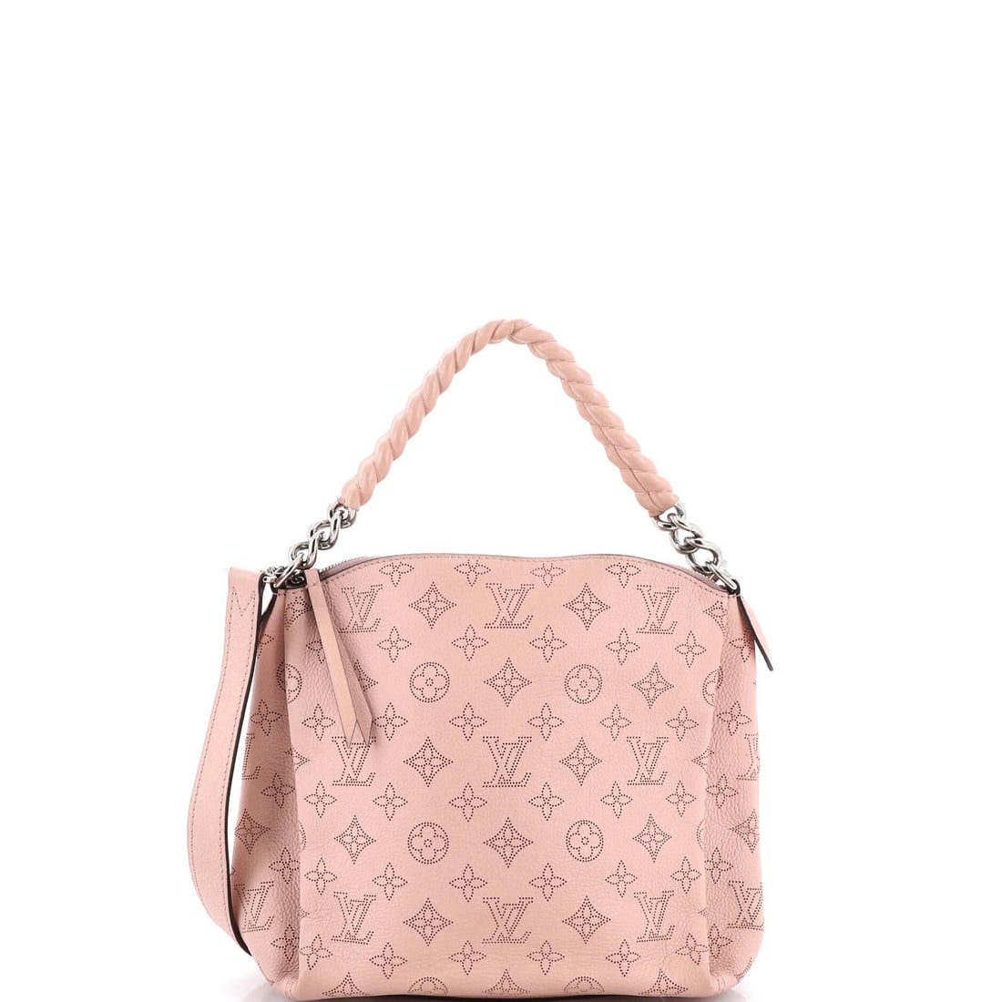 Louis Vuitton Babylone Mahina Leather Handbag: Louis Vuitton Babylone Mahina Leather Handbag The Louis Vuitton Babylone Mahina Leather Handbag is a stunning pink hobos style bag that exudes classic French chic. With its signature monogram pattern