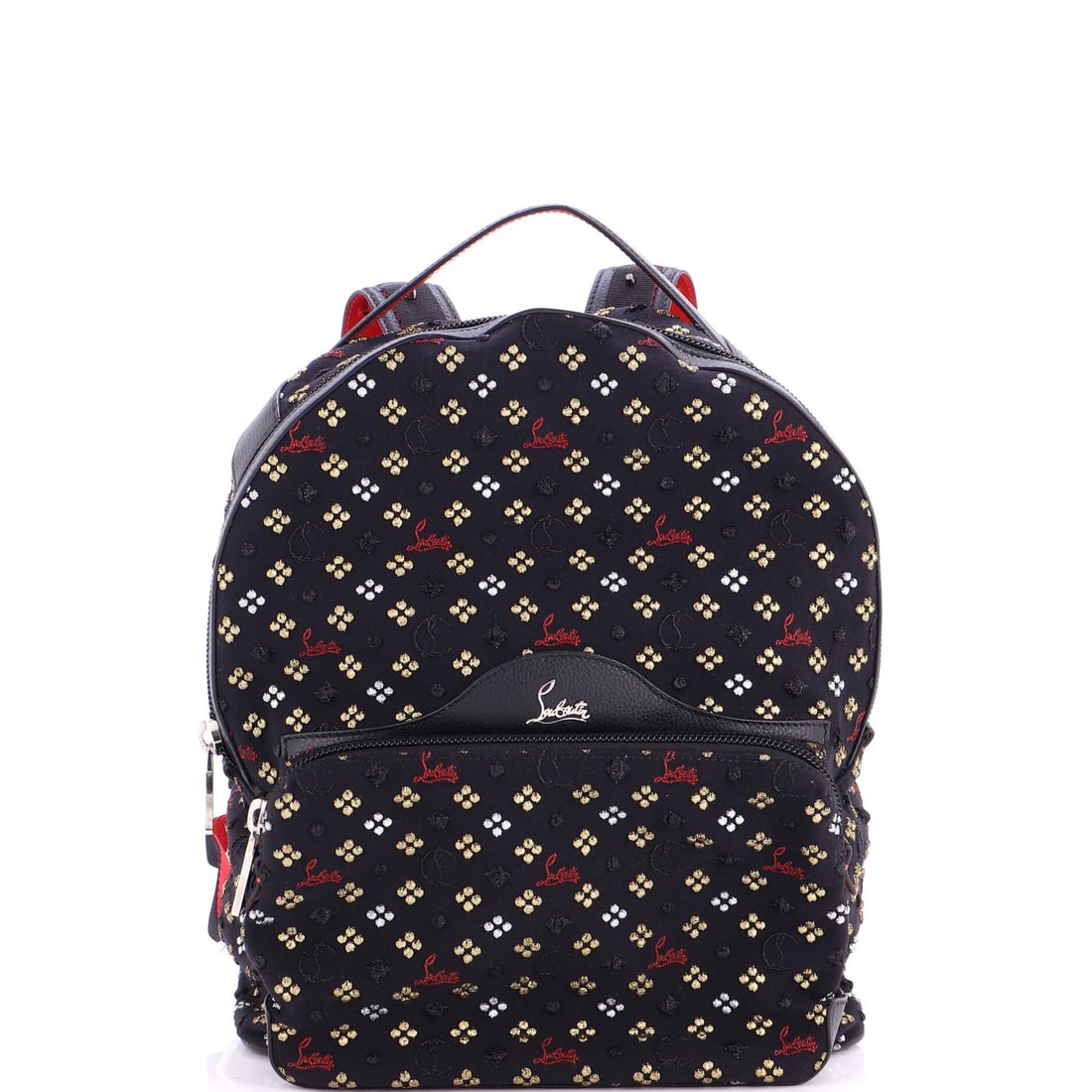 Christian Louboutin Small Embroidered Canvas Backpack - Backloubi: Christian Louboutin Small Embroidered Canvas Backpack - Backloubi Elevate your everyday style with the Christian Louboutin Small Embroidered Canvas Backpack, boasting sleek black canvas exterior and s