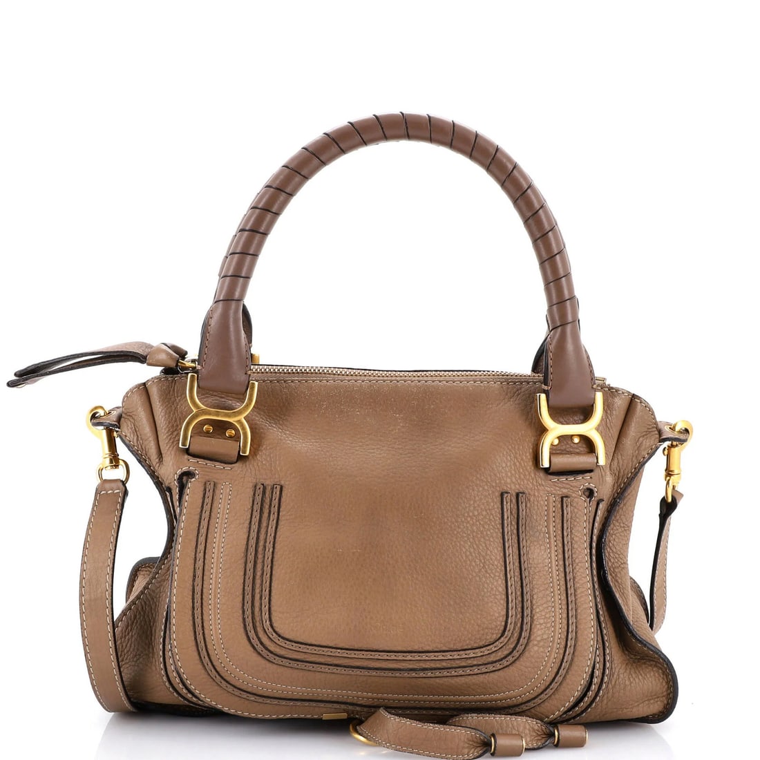 Chloe Marcie Medium Leather Satchel: Chloe Marcie Medium Leather Satchel The Chloe Marcie Medium Leather Satchel is a timeless, elegant accessory that exudes sophistication with its rich brown leather exterior and vibrant green interior.