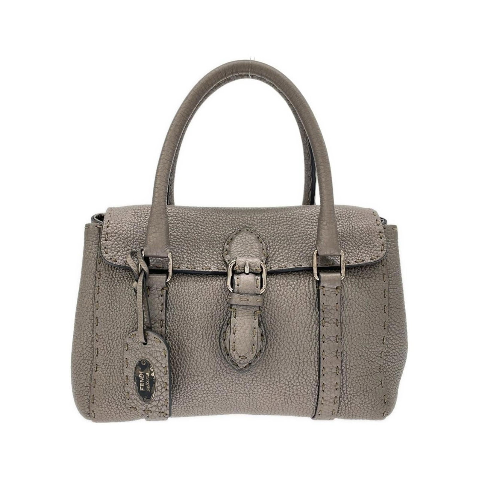 Leather Fendi Handbag: Leather Fendi Handbag A luxurious Fendi leather handbag, crafted with premium quality and attention to detail, boasts sleek silver hardware and a timeless design that exudes sophistication. With its c