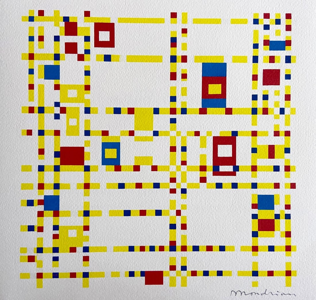 Numbered Piet Mondrian Lithograph: Numbered Piet Mondrian Lithograph Own a rare and iconic piece of modern art, this limited edition lithograph by the renowned Dutch artist Piet Mondrian is a true treasure for any art collector. Printe