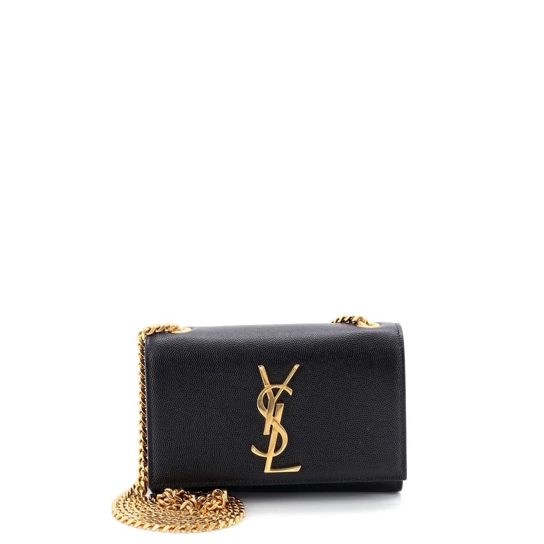 Saint Laurent Small Monogram Crossbody Bag in Grainy Leather: Saint Laurent Small Monogram Crossbody Bag in Grainy Leather A quintessential Saint Laurent classic, this small monogram crossbody bag boasts the iconic grainy leather exterior in sleek black, complet