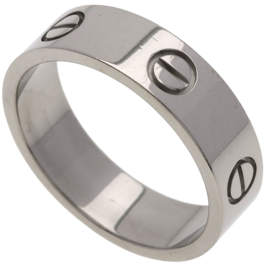 CARTIER Love Ring #61 in K18 White Gold: CARTIER Love Ring #61 in K18 White Gold Experience the timeless elegance of Cartier's iconic Love Ring, expertly crafted in K18 white gold for a touch of understated sophistication. This exquisite rin