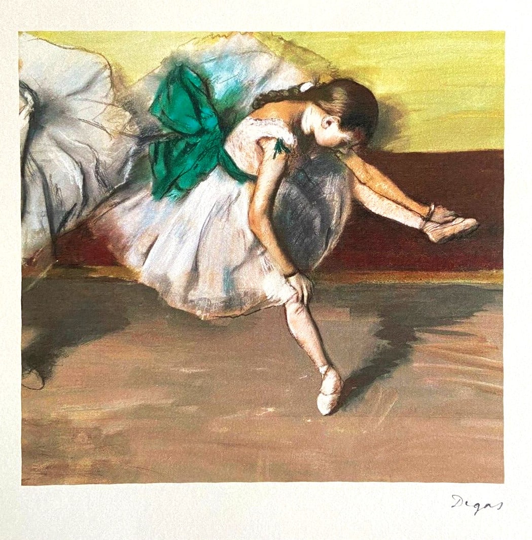 Op Edgar Degas Lithograph 1943 Mourlot Published: Op Edgar Degas Lithograph 1943 Mourlot Published A rare and exquisite lithograph by Edgar Degas, printed in 1943 by the renowned Mourlot brothers, this piece showcases the artist's mastery of movement