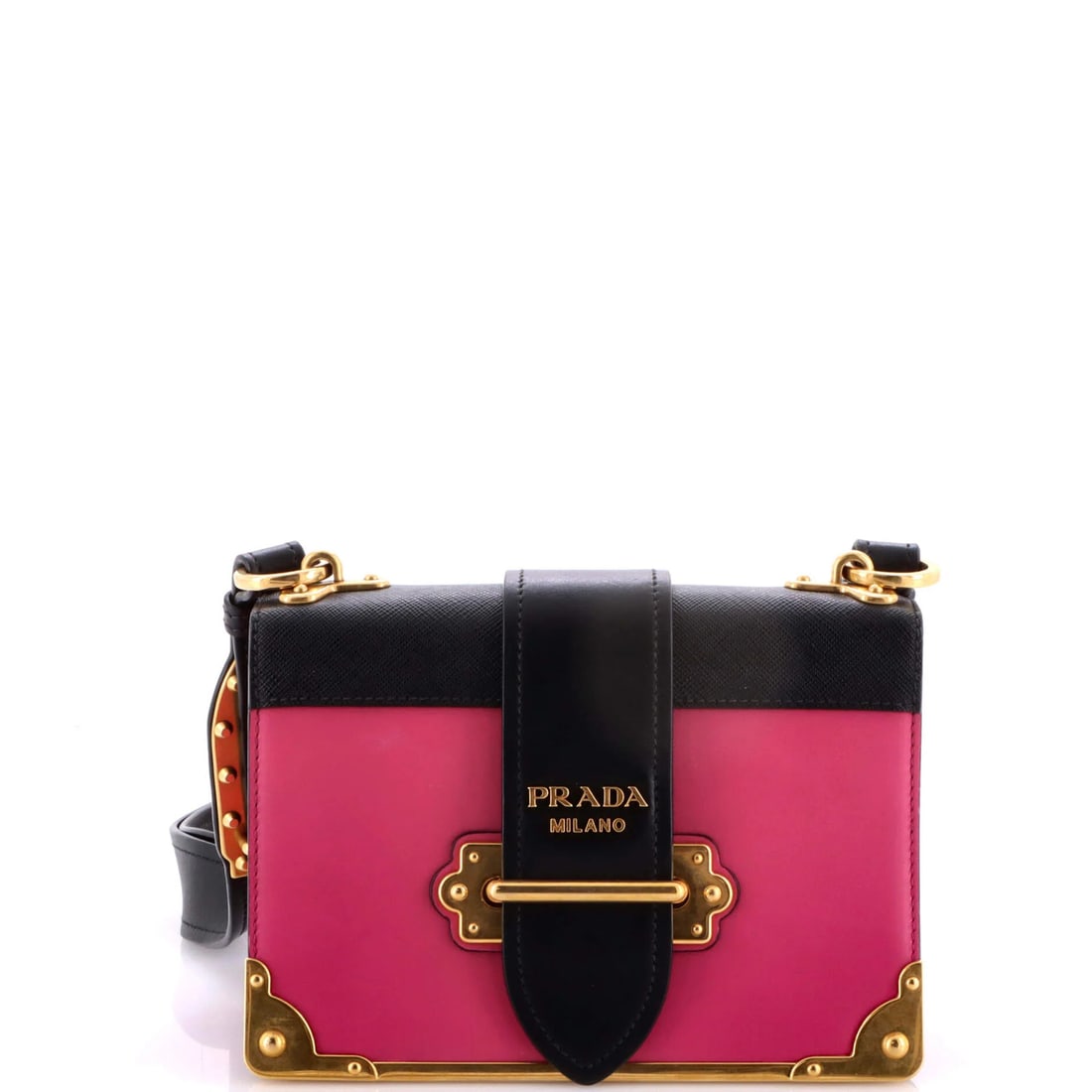 Prada Cahier Small Leather Saffiano Crossbody Bag: Prada Cahier Small Leather Saffiano Crossbody Bag A vibrant and versatile Prada Cahier Small Leather Saffiano Crossbody Bag, boasting a unique multicolor exterior with sleek, aged gold hardware. With