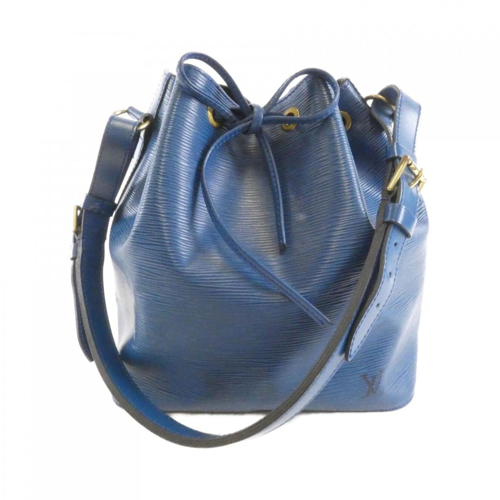 Louis Vuitton Leather Shoulder Bag: Louis Vuitton Leather Shoulder Bag A stunning Louis Vuitton leather shoulder bag in a rich blue hue, crafted from high-quality calfskin and boasting the iconic LV monogram pattern. With its classic de