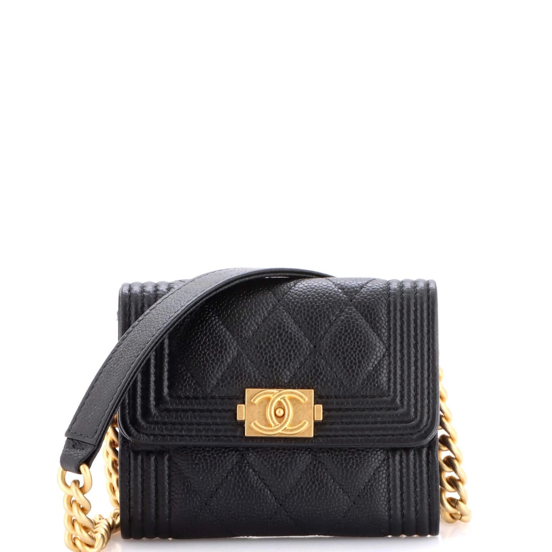 Mini Chanel Boy Coin Purse with Chain Quilted Caviar: Mini Chanel Boy Coin Purse with Chain Quilted Caviar Elevate your everyday style with the iconic Mini Chanel Boy Coin Purse, boasting sleek quilted caviar detailing and a sturdy chain strap for effort