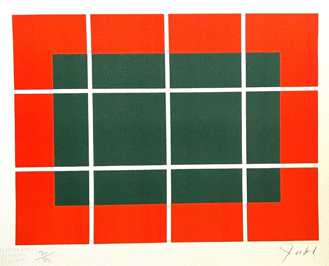 180ex Donald Judd Lithograph Op Numbered Stamped: 180ex Donald Judd Lithograph Op Numbered Stamped A rare opportunity to own a unique piece of art, this 1987 lithograph by Donald Judd is one of only 180 copies printed by Atlantis Verlag in Freiburg.