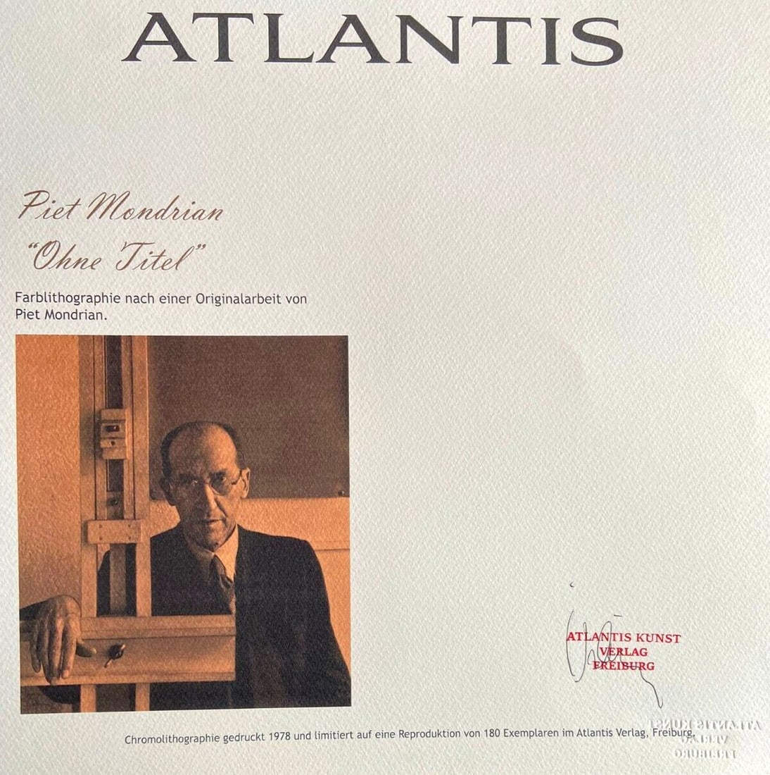 Mondrian Lithograph 1978 - 180Ex, Numbered: Mondrian Lithograph 1978 - 180Ex, Numbered A rare and striking example of Mondrian's work, this 1978 lithograph is one of only 180 printed by Atlantis Verlag in Freiburg, making it an extremely limite