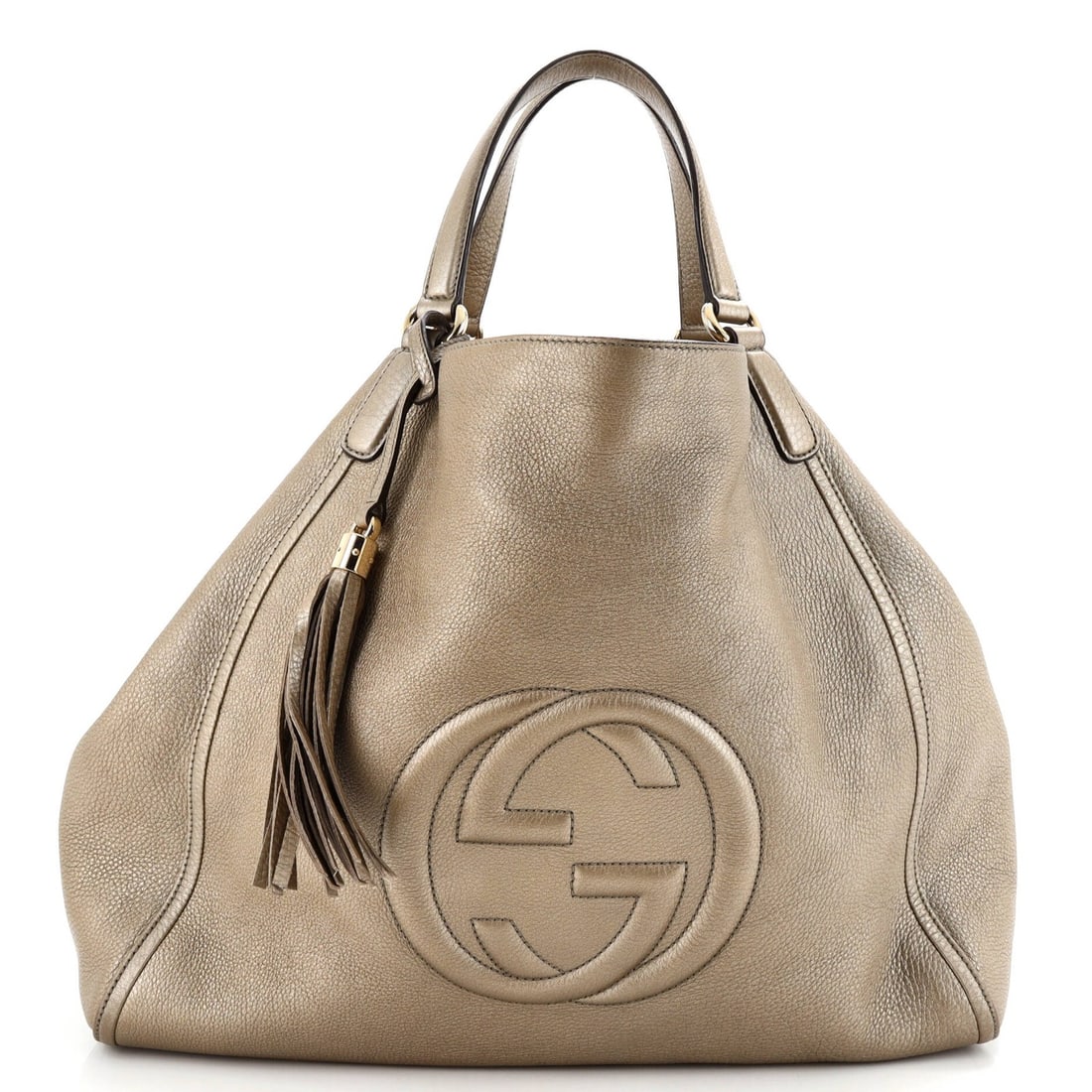 Gucci Soho Large Leather Shoulder Bag: Gucci Soho Large Leather Shoulder Bag Elevate your style with the iconic Gucci Soho Large Leather Shoulder Bag, boasting sleek gold hardware and neutral interior that exudes effortless sophistication.