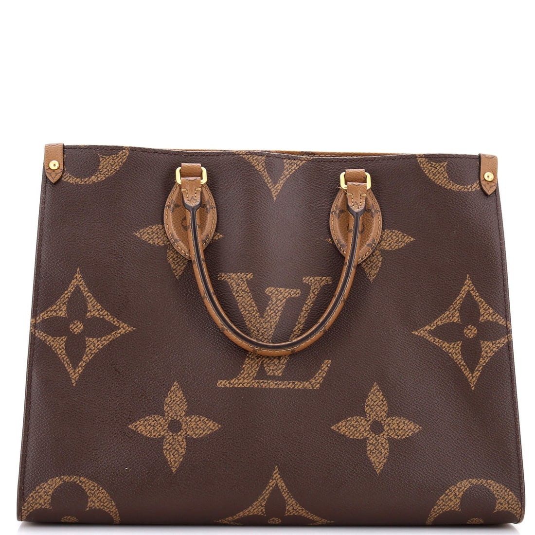MM Louis Vuitton OnTheGo Tote Reverse Monogram Giant: MM Louis Vuitton OnTheGo Tote Reverse Monogram Giant The iconic Louis Vuitton OnTheGo Tote Reverse Monogram Giant MM is a stylish and functional accessory that exudes luxury. With its spacious interio