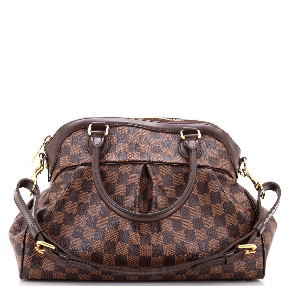 Louis Vuitton Damier PM Trevi Handbag: Louis Vuitton Damier PM Trevi Handbag The Louis Vuitton Damier PM Trevi Handbag is a timeless and stylish satchel, boasting the iconic Damier PM canvas pattern in rich brown tones. With its classic de