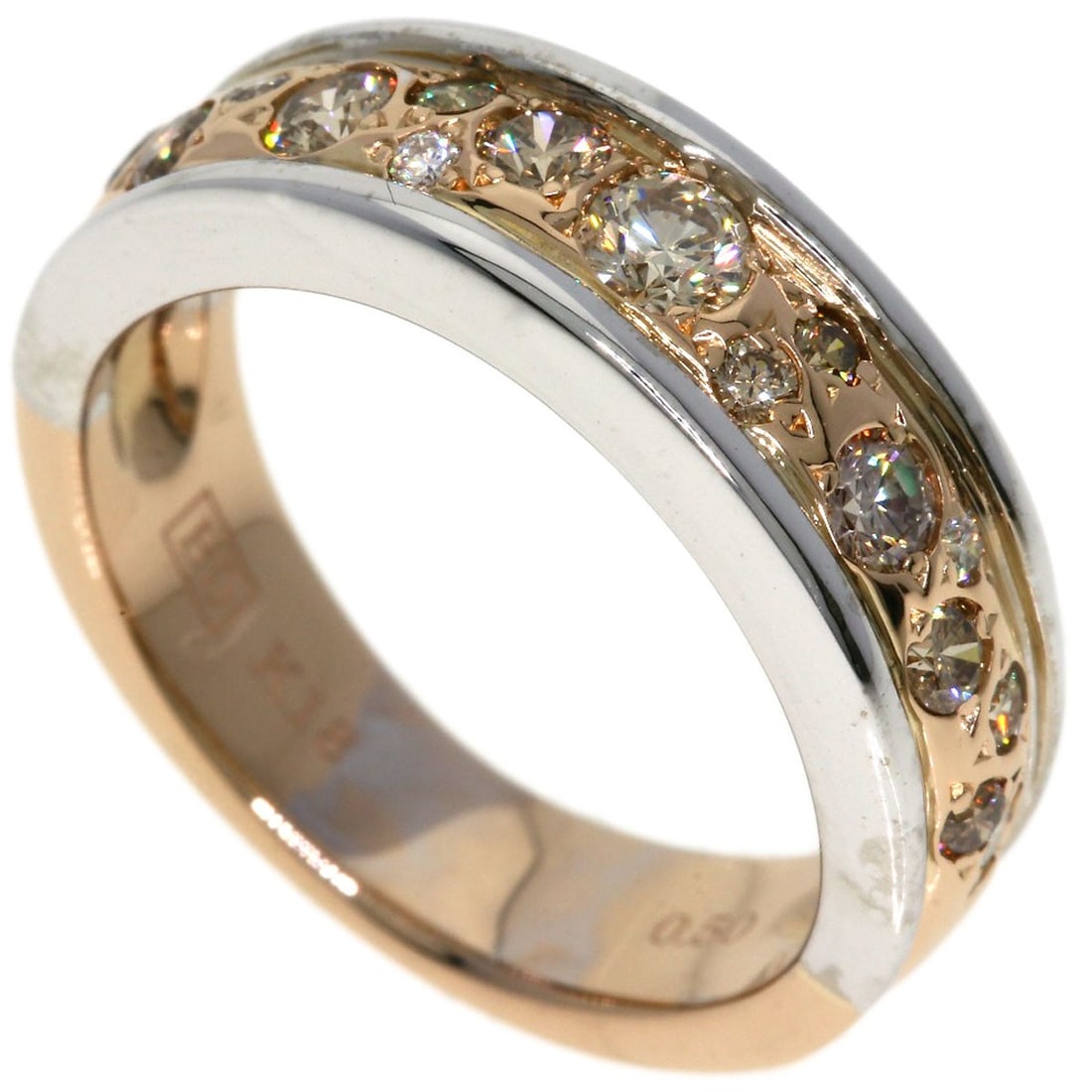 Kashikey Melange Brown Diamond Ring K18 Pink Gold White: Kashikey Melange Brown Diamond Ring K18 Pink Gold White Elevate your style with the Kashikey Melange Brown Diamond Ring, boasting a stunning 0.5ct D-cut diamond set in 18k pink gold for a touch of lux