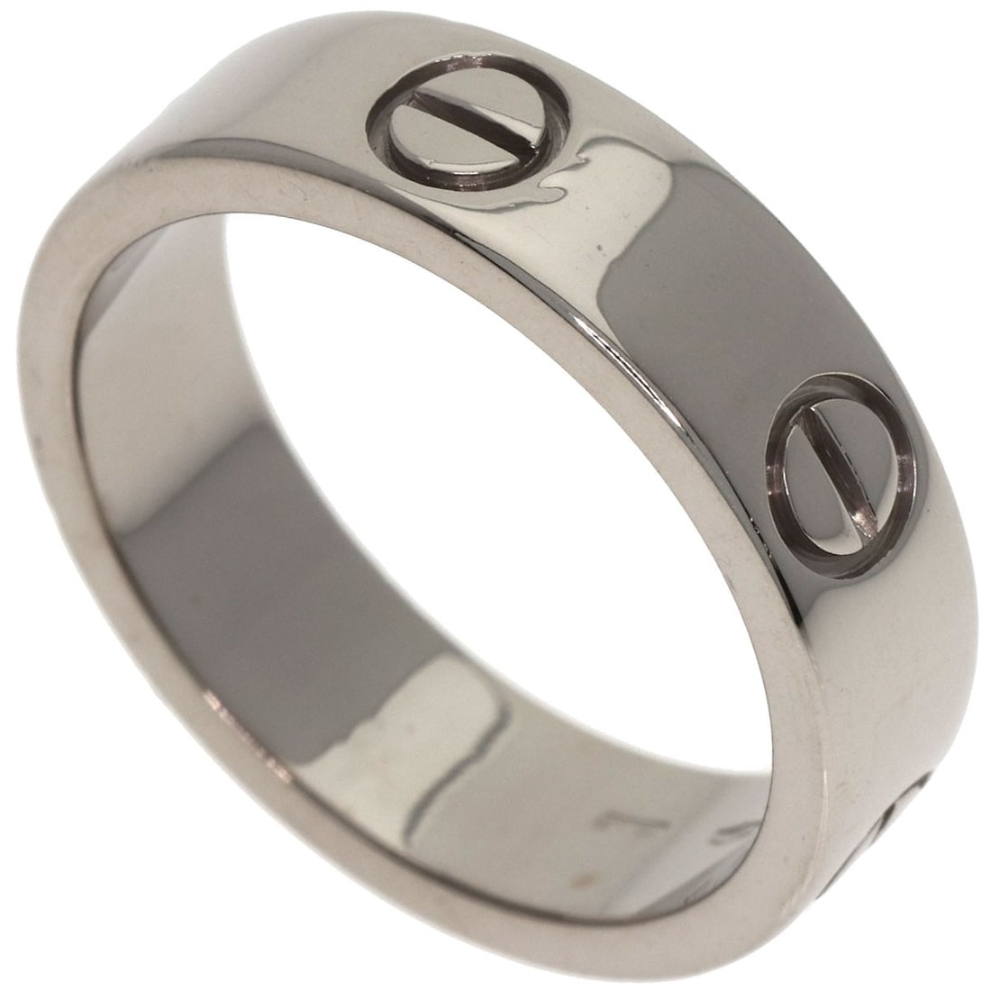 CARTIER Love Ring #56 in K18 White Gold: CARTIER Love Ring #56 in K18 White Gold The iconic CARTIER Love Ring #56 in K18 White Gold is a timeless masterpiece, boasting sleek lines and a sophisticated silver-toned exterior that perfectly comp