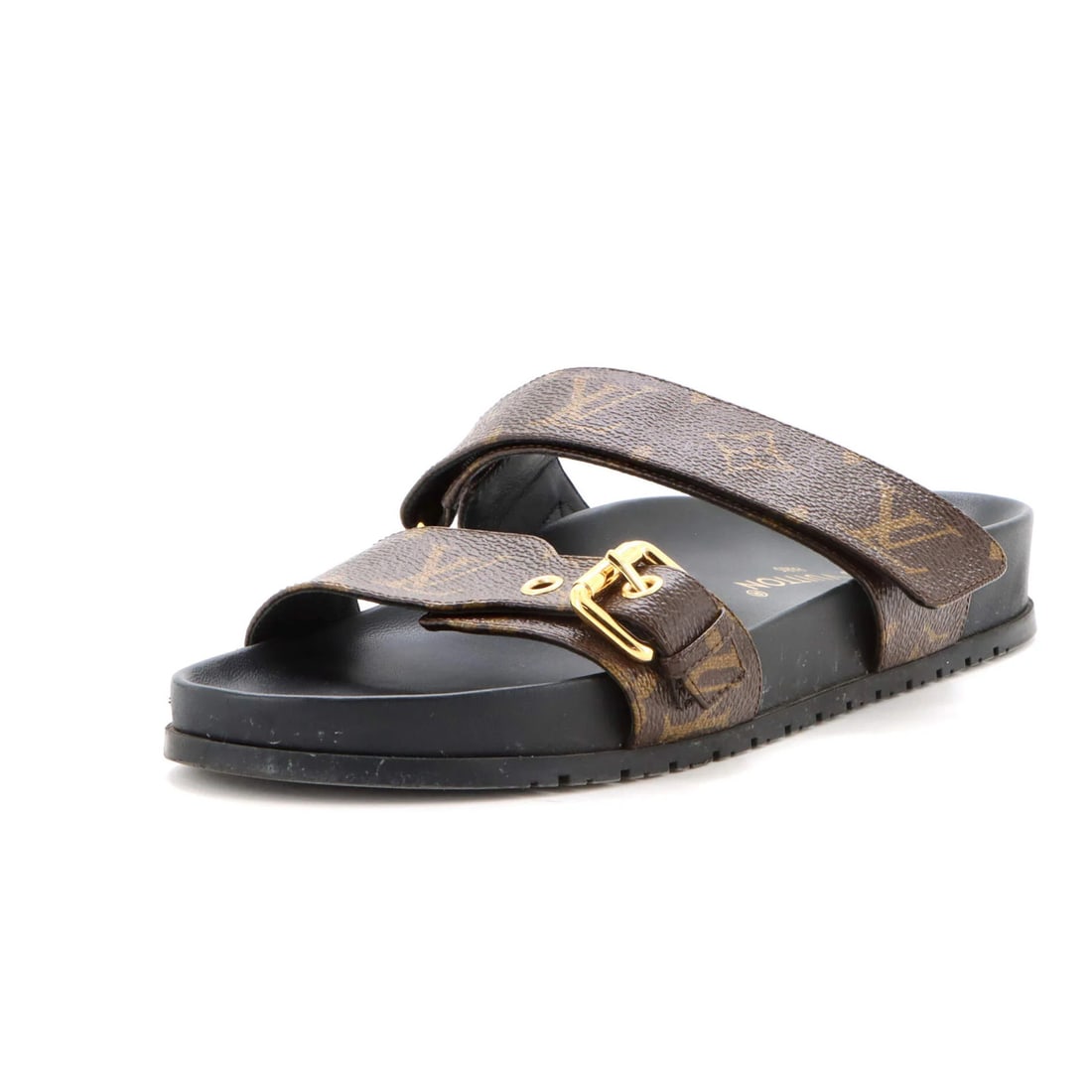 Louis Vuitton Monogram Canvas Bom Dia Flat Mules: Louis Vuitton Monogram Canvas Bom Dia Flat Mules Elevate your shoe game with the iconic Louis Vuitton Monogram Canvas Bom Dia Flat Mules, boasting the signature LV monogram pattern on a rich brown can