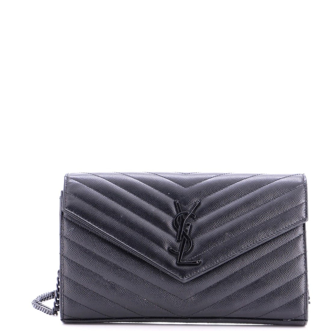 Saint Laurent Classic Monogram Wallet with Matelasse Chevron Leather on Medium Chain: Saint Laurent Classic Monogram Wallet with Matelasse Chevron Leather on Medium Chain The Saint Laurent Classic Monogram Wallet with Matelasse Chevron Leather is a timeless piece that exudes luxury and