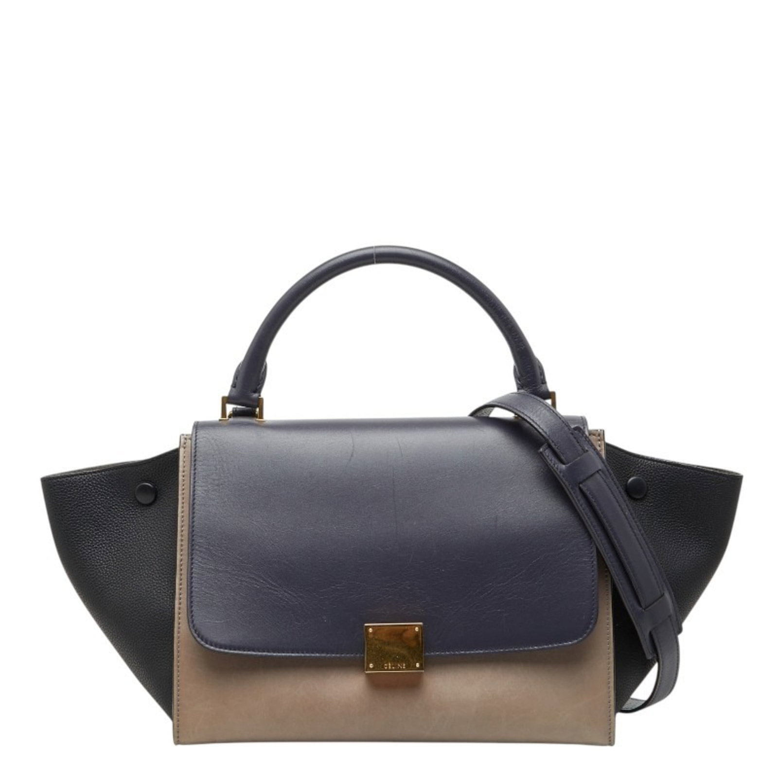 Celine Leather Shoulder Bag: Celine Leather Shoulder Bag A pre-loved Celine leather shoulder bag in exquisite condition, boasting the iconic brand's signature quality and timeless design. With its rich beige, black, or gray tones