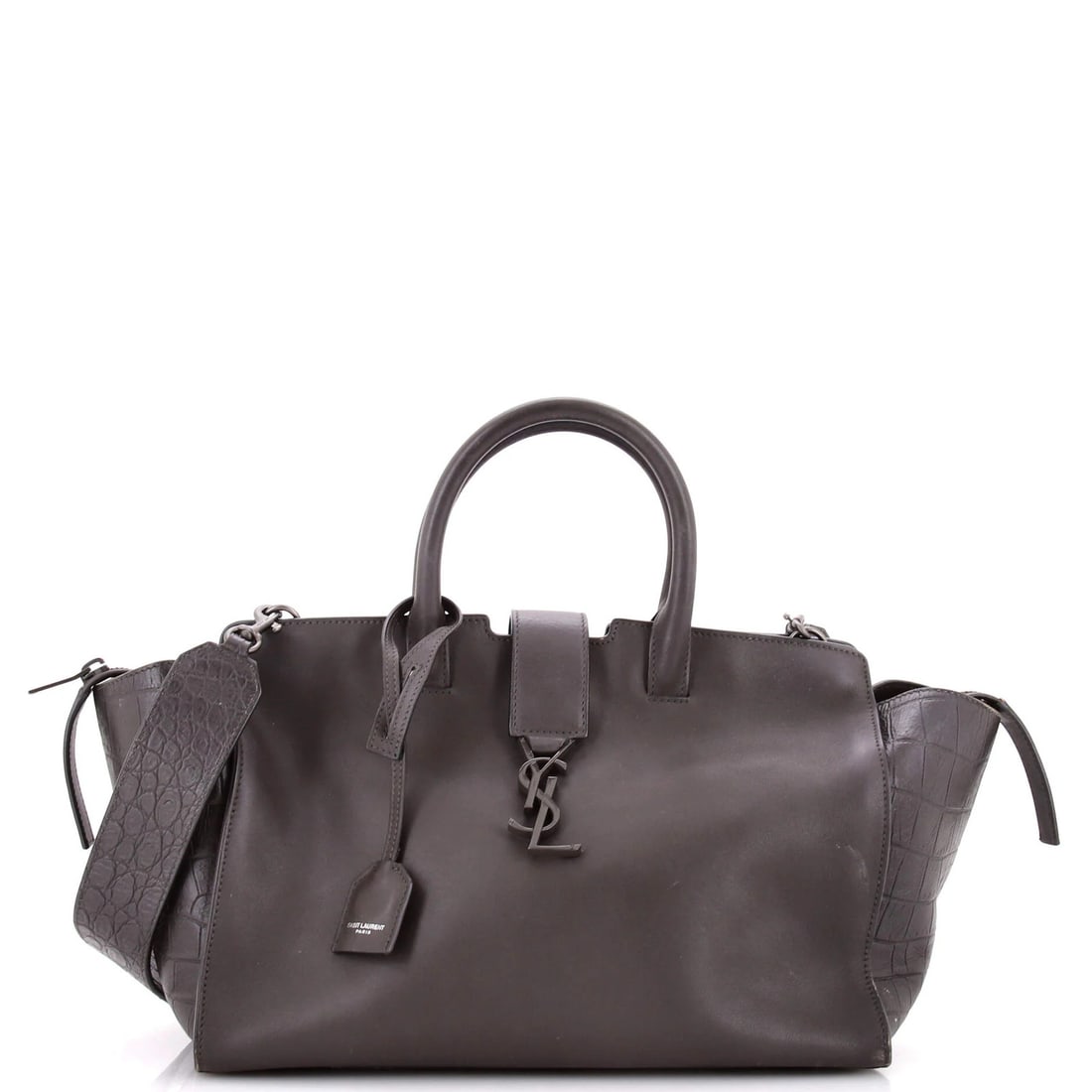 Saint Laurent Monogram Cabas Downtown Leather with Crocodile Embossed: Saint Laurent Monogram Cabas Downtown Leather with Crocodile Embossed Experience the iconic Saint Laurent Monogram Cabas Downtown Leather with Crocodile Embossed, a timeless piece that exudes sophisti