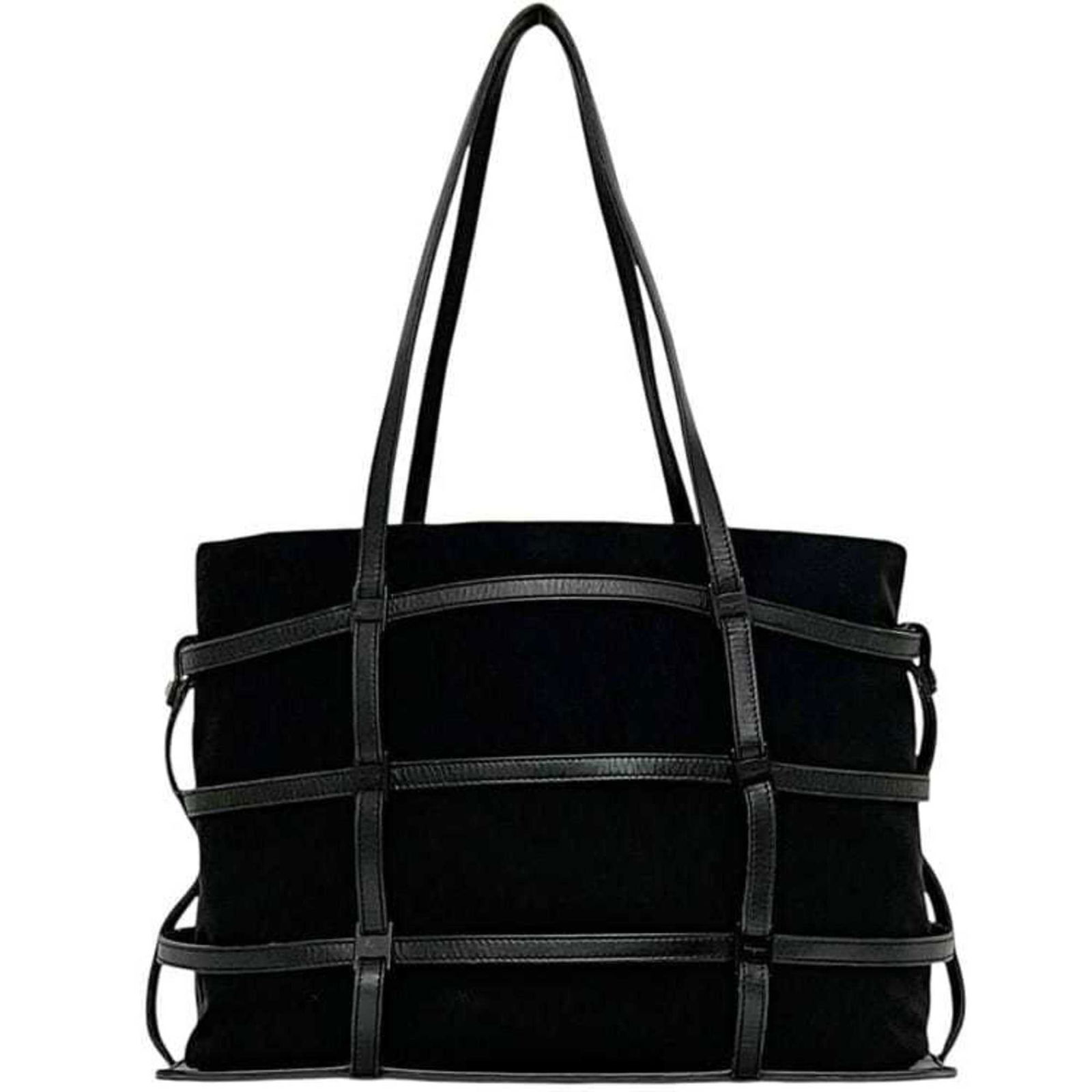 Salvatore Ferragamo Leather Tote Bag: Salvatore Ferragamo Leather Tote Bag A timeless and sophisticated Salvatore Ferragamo tote bag, crafted from rich leather and canvas, boasts a classic beige and black color combination that exudes