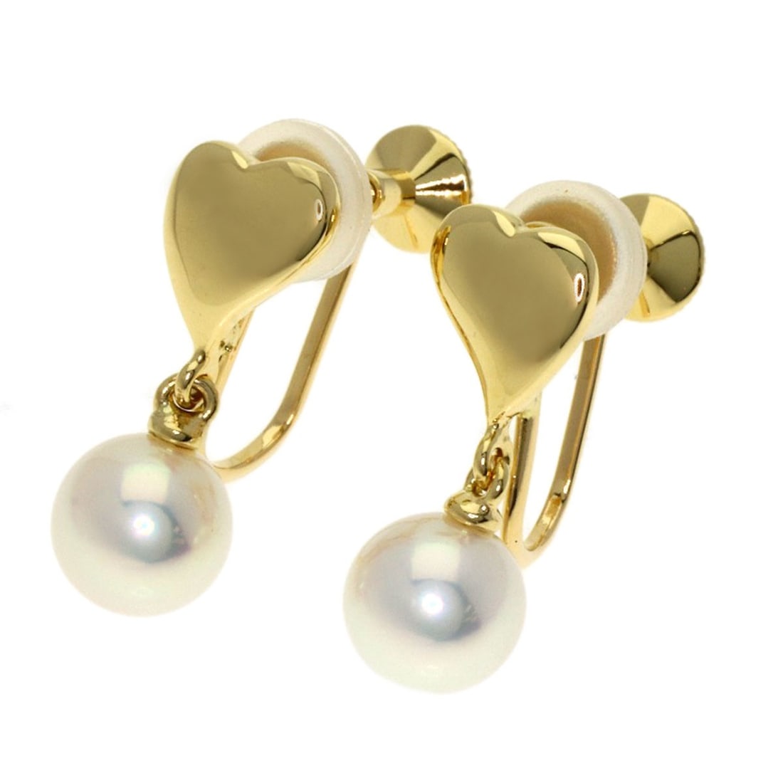 Gold MIKIMOTO Pearl Heart Earring K18 Yellow: Gold MIKIMOTO Pearl Heart Earring K18 Yellow Elevate your elegance with the stunning MIKIMOTO Pearl Heart Earring, crafted from 18K K18 yellow gold and adorned with a luminous pearl that shines like