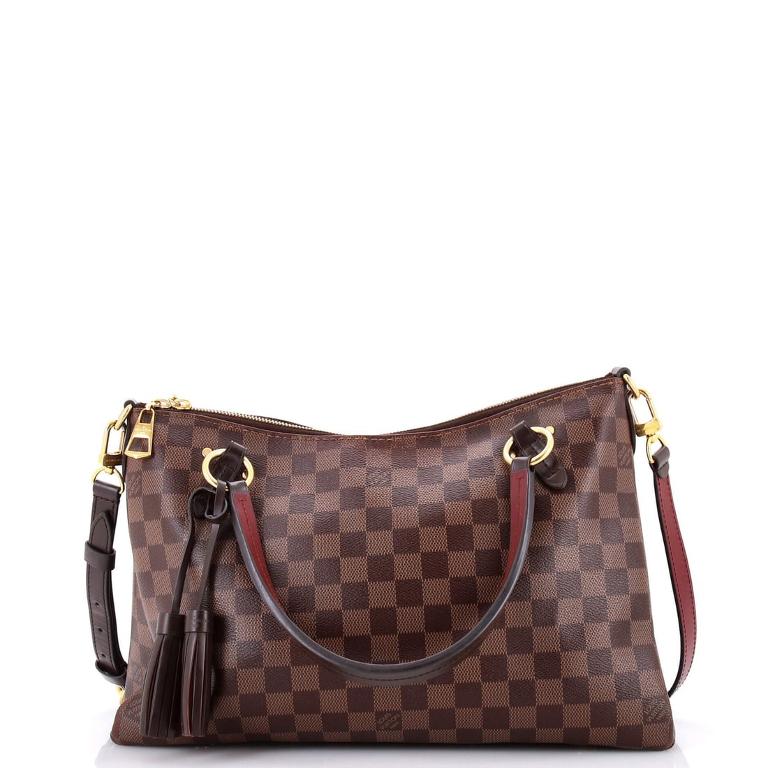 Louis Vuitton Damier Lymington Handbag: Louis Vuitton Damier Lymington Handbag Experience the timeless elegance of Louis Vuitton's iconic Damier Lymington handbag, boasting a rich brown canvas exterior with subtle scuffs and creases that ad