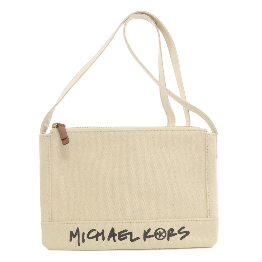Michael Kors Logo Canvas Shoulder Bag: Michael Kors Logo Canvas Shoulder Bag Elevate your everyday style with the Michael Kors Logo Canvas Shoulder Bag, boasting a crisp white canvas exterior and iconic logo detail that adds a touch of sop