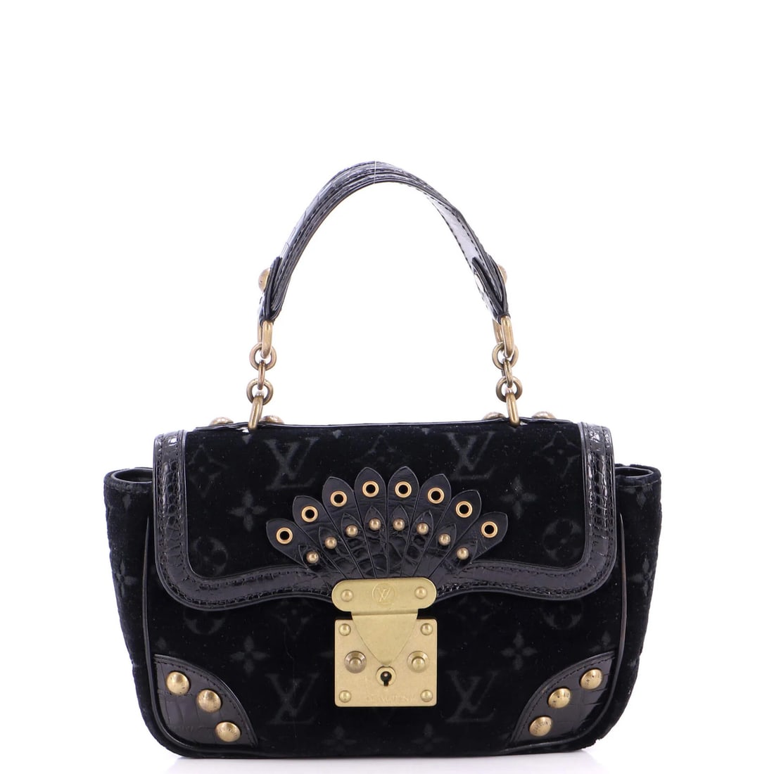 Louis Vuitton Irvine Monogram Velours and Alligator Handbag: Louis Vuitton Irvine Monogram Velours and Alligator Handbag Experience the epitome of luxury with this exquisite Louis Vuitton Irvine Monogram Velours and Alligator Handbag, boasting a striking black