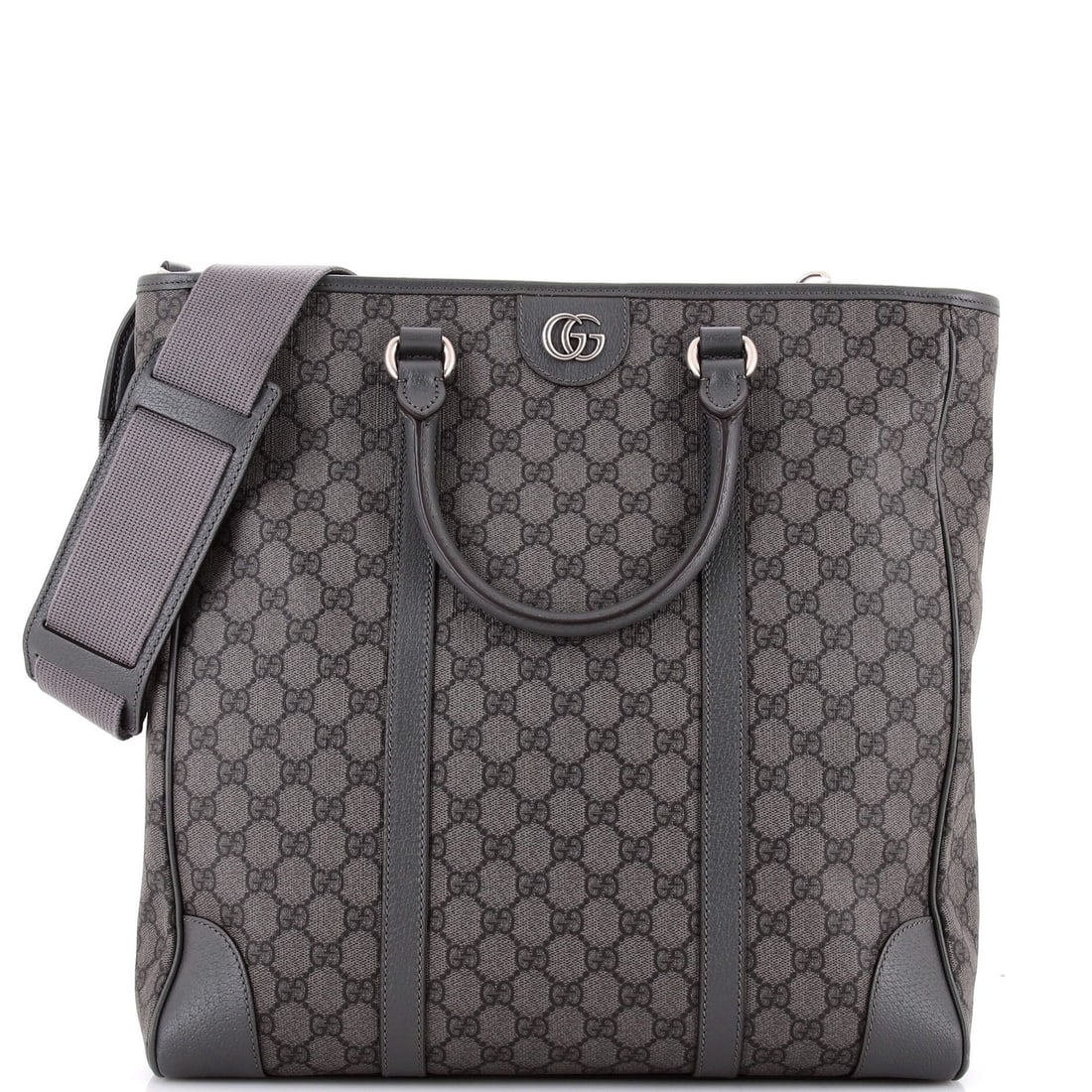 Gucci Ophidia Convertible Tote in Medium GG Coated Canvas: Gucci Ophidia Convertible Tote in Medium GG Coated Canvas The Gucci Ophidia Convertible Tote is a timeless piece of luxury, boasting a sleek gray GG Coated Canvas exterior that exudes sophistication a