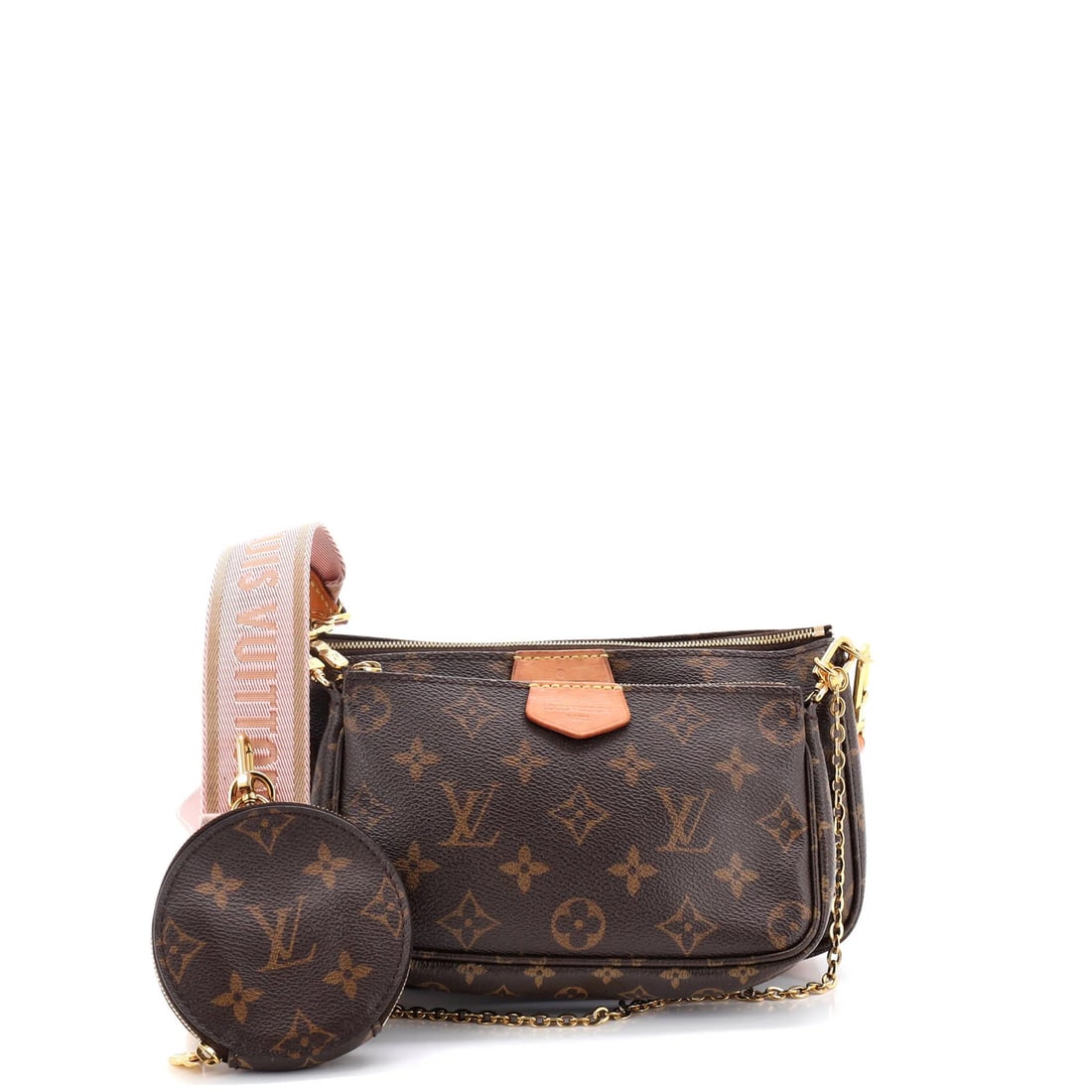 Canvas Louis Vuitton Multi Pochette Accessoires Monogram: Canvas Louis Vuitton Multi Pochette Accessoires Monogram A rare and stylish find, this Louis Vuitton Multi Pochette Accessoires Monogram canvas bag boasts the iconic monogram pattern in rich brown hue