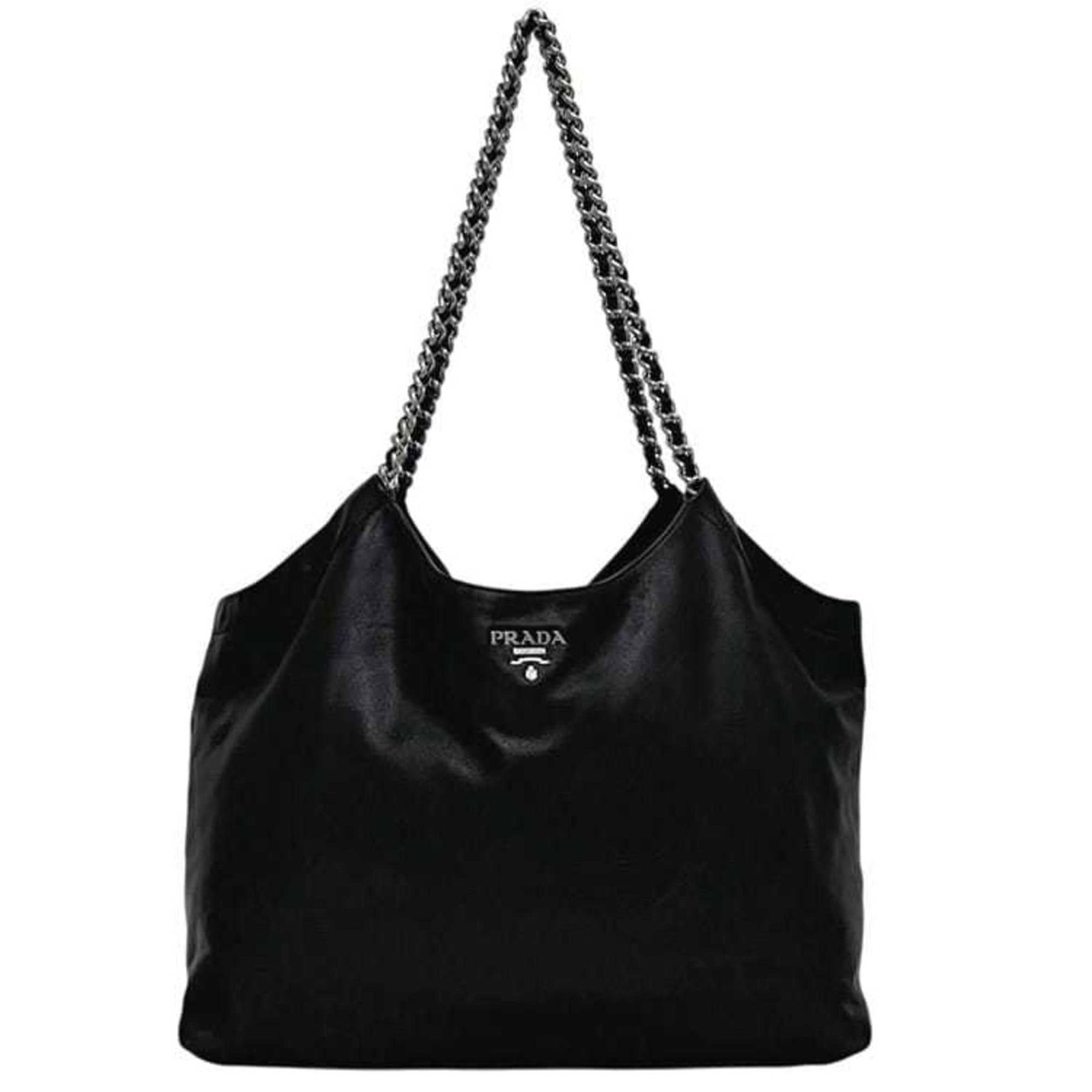 Prada Tote Bag in Leather: Prada Tote Bag in Leather A timeless and sophisticated Prada tote bag in rich black leather, perfect for adding a touch of luxury to any outfit. With its classic design and premium materials, this sty