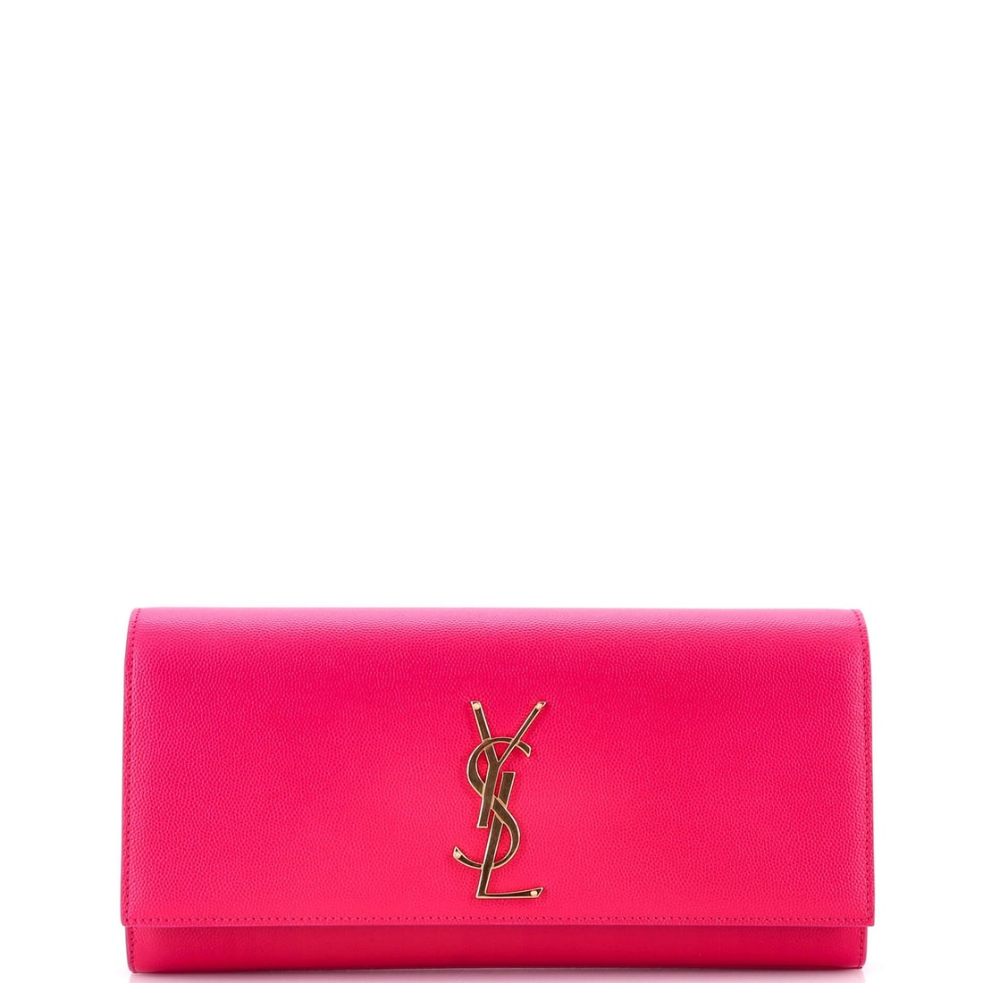Saint Laurent Classic Monogram Clutch in Long Leather: Saint Laurent Classic Monogram Clutch in Long Leather The Saint Laurent Classic Monogram Clutch is a timeless, long leather design that exudes elegance and sophistication. Its iconic pink exterior