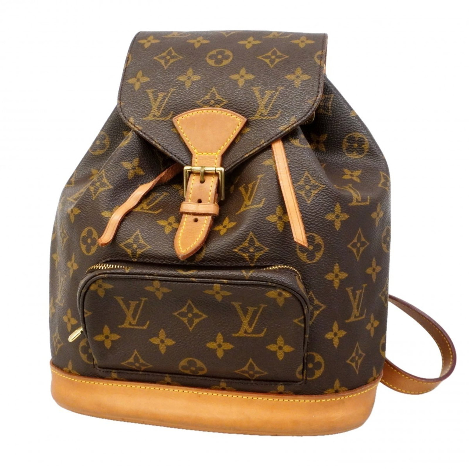 Backpack Louis Vuitton: Backpack Louis Vuitton A pre-owned Louis Vuitton backpack in rich brown leather, boasting the iconic monogram pattern and timeless design that exudes luxury and sophistication. With its sturdy 12cm he