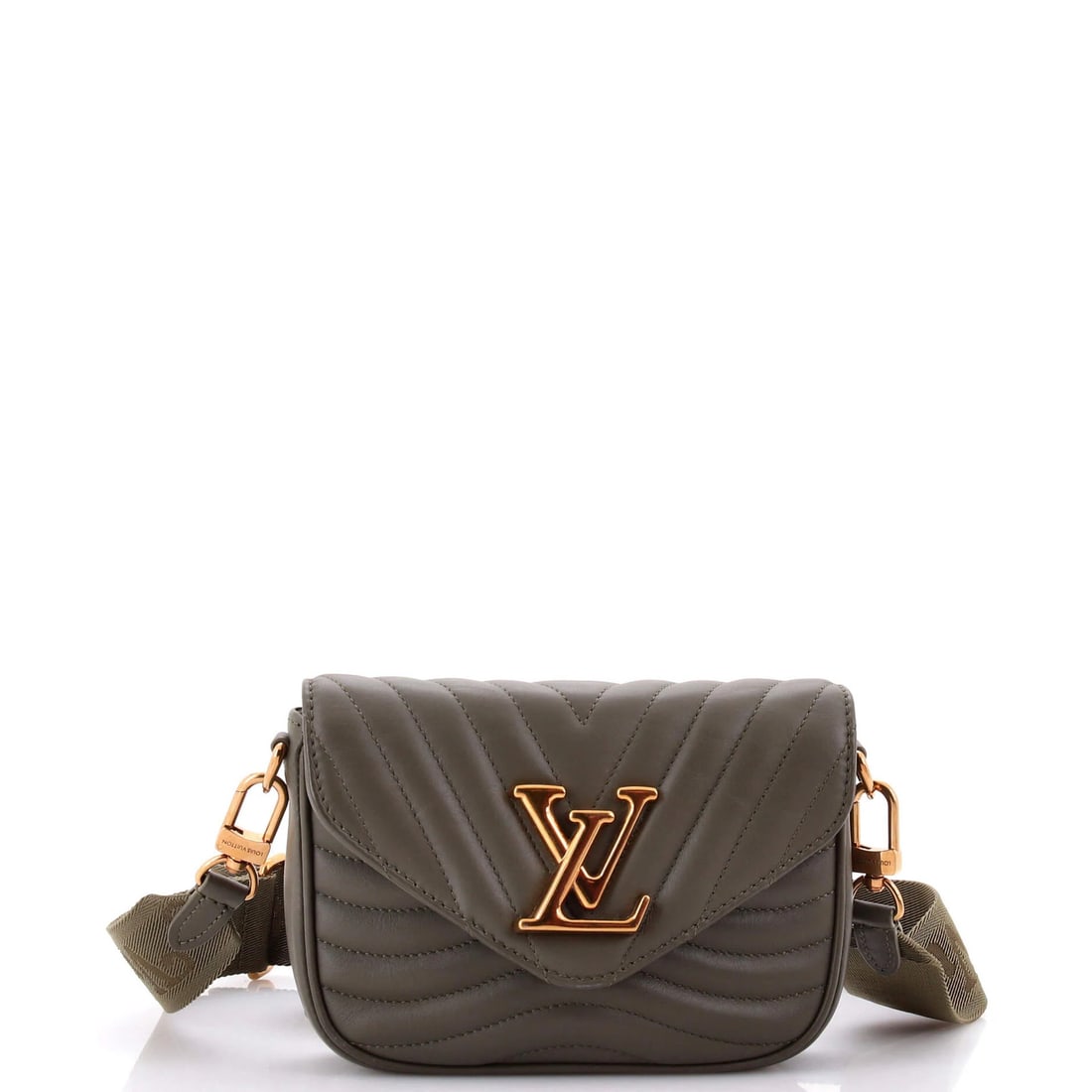 Leather Louis Vuitton New Wave Multi Pochette Quilted: Leather Louis Vuitton New Wave Multi Pochette Quilted A stunning Louis Vuitton New Wave Multi Pochette Quilted in rich green leather is up for grabs, boasting the iconic brand's signature cross-body d