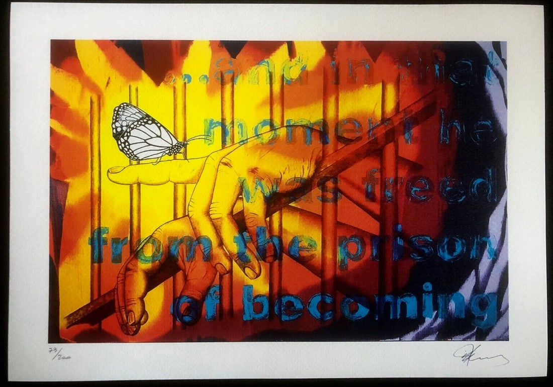 200 Jim Carrey Lithograph: 200 Jim Carrey Lithograph A rare opportunity to own an original Jim Carrey lithograph, signed by the artist himself, is now available. This unique piece measures 28 x 40 cm and is one of only 200 hand