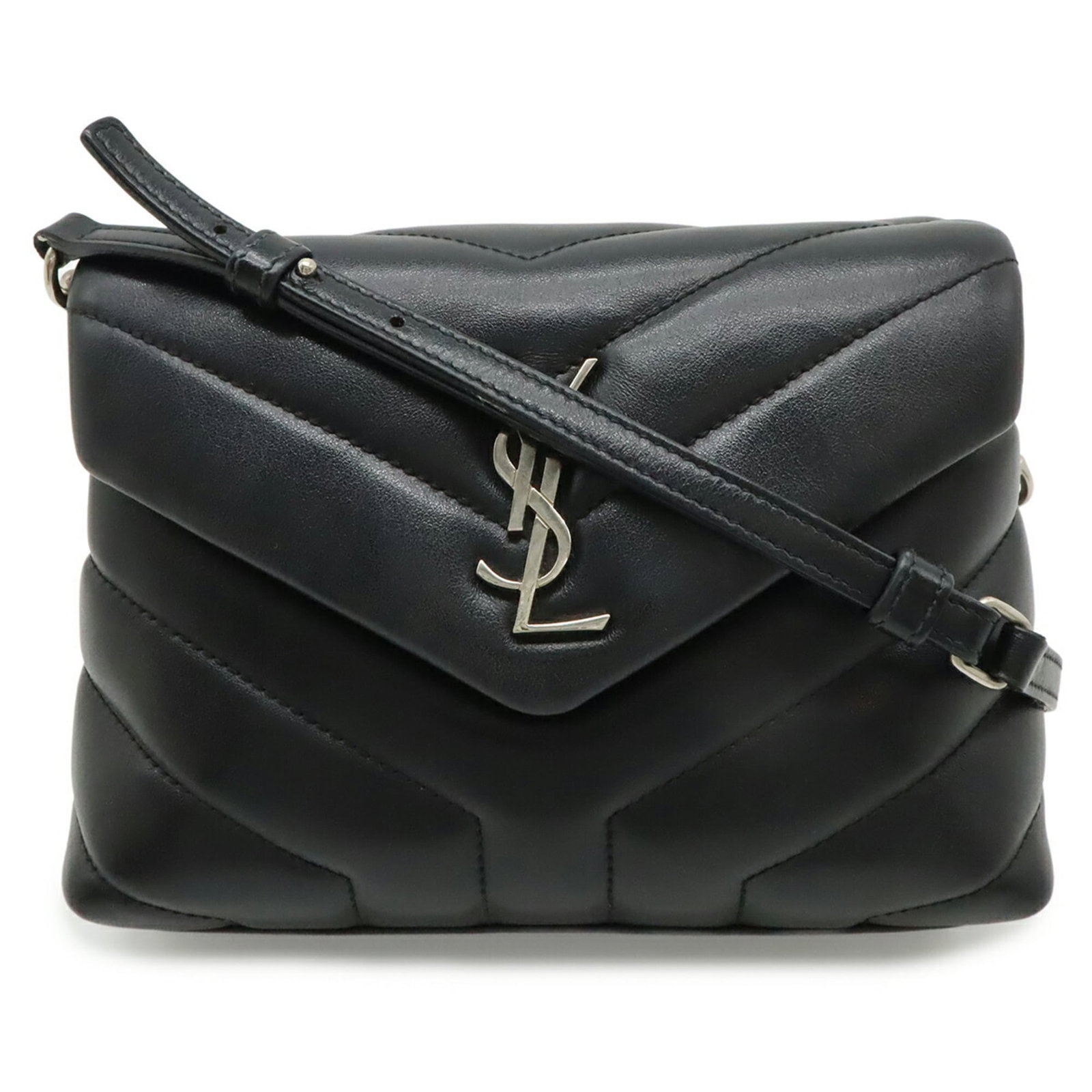 Leather Yves Saint Laurent Shoulder Bag: Leather Yves Saint Laurent Shoulder Bag A sleek and sophisticated shoulder bag, this iconic Yves Saint Laurent design boasts rich black leather with subtle white accents, adding a touch of elegance to
