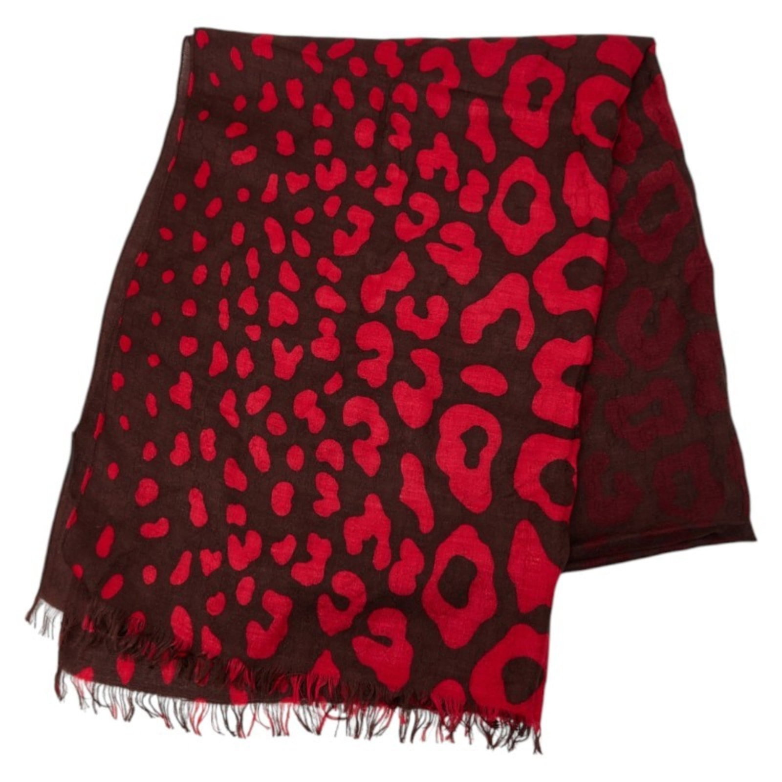 Rayon Gucci Stole: Rayon Gucci Stole A luxurious Gucci stole in rich brown and bold red hues, crafted from high-quality rayon that drapes elegantly across the body. With its classic design and sophisticated color palett