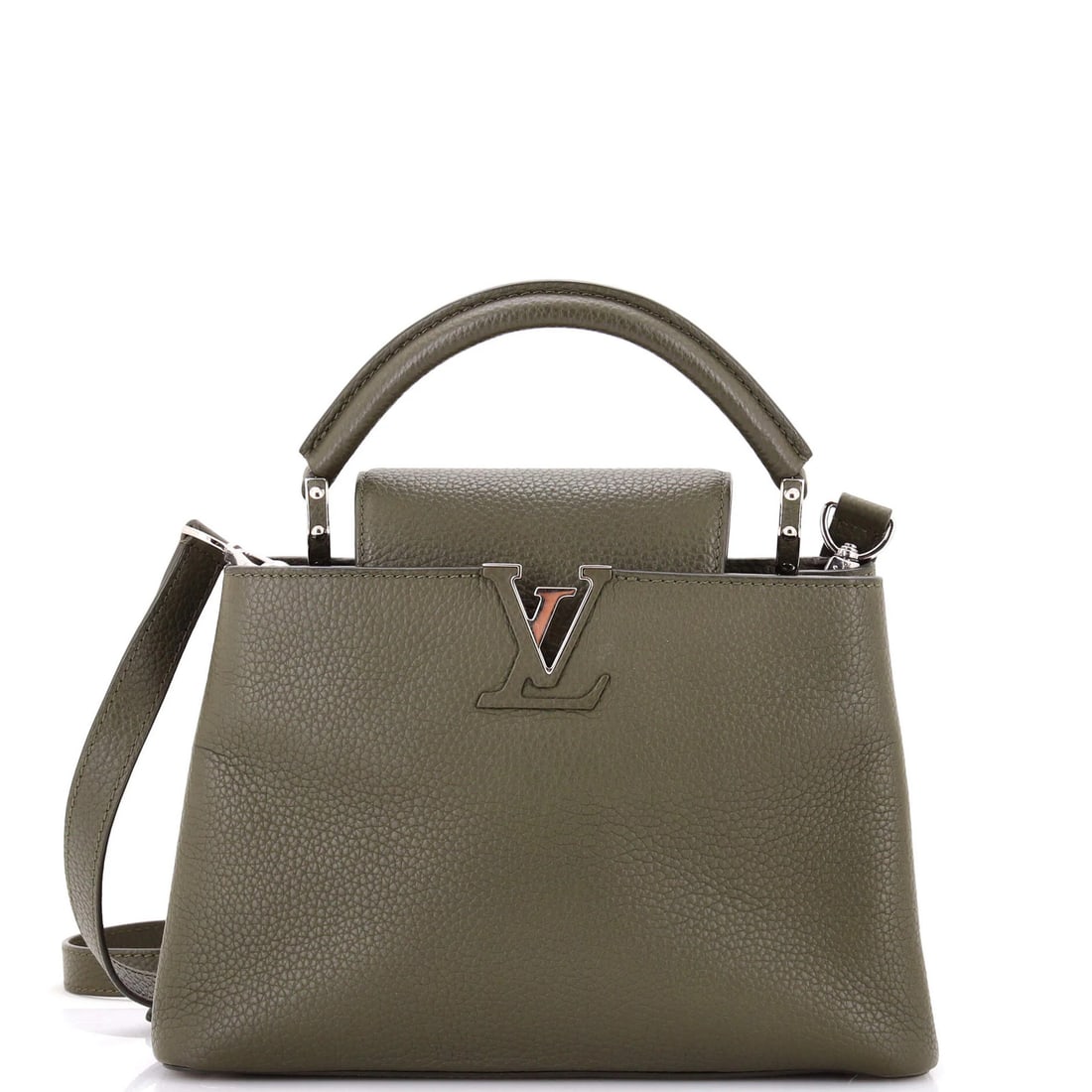 Louis Vuitton Capucines Leather BB Bag: Louis Vuitton Capucines Leather BB Bag The iconic Louis Vuitton Capucines Leather BB Bag is a timeless classic that exudes elegance and sophistication. With its signature green exterior, this stylish