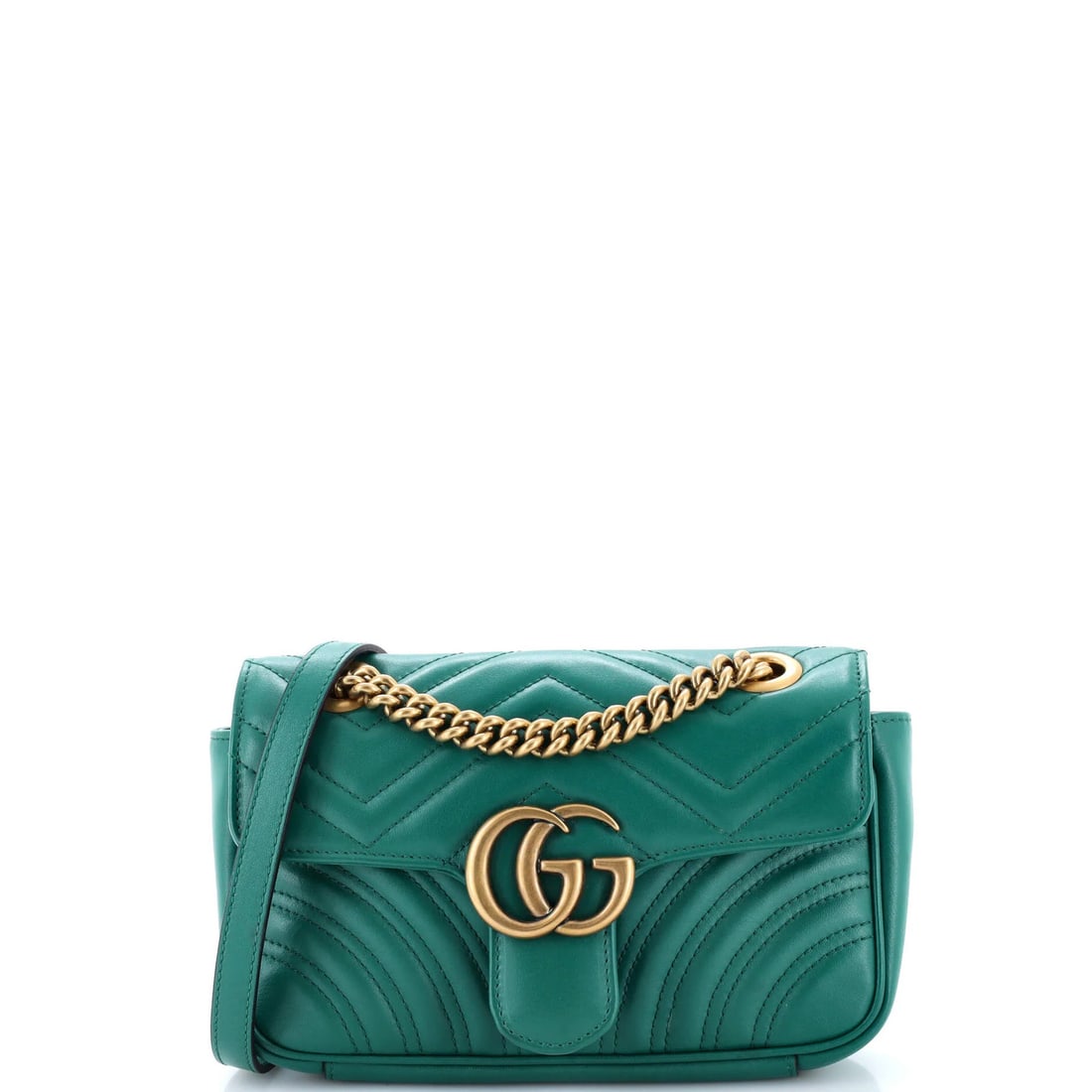 Gucci GG Marmont Mini Matelasse Leather Flap Bag: Gucci GG Marmont Mini Matelasse Leather Flap Bag The Gucci GG Marmont Mini Matelasse Leather Flap Bag is a stylish and compact accessory that exudes luxury. With its signature green matelasse leather