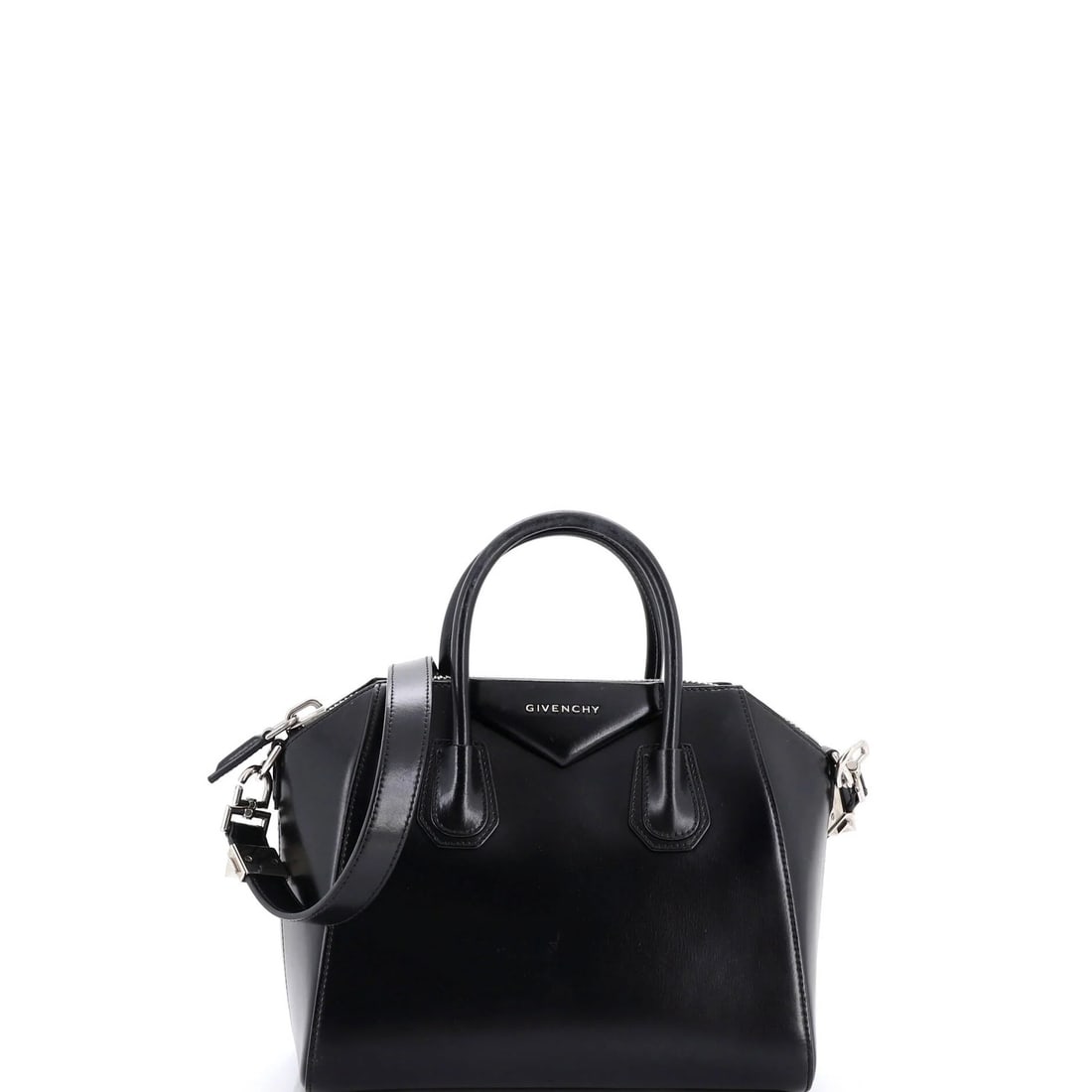 Glazed Leather Small Givenchy Antigona Bag: Glazed Leather Small Givenchy Antigona Bag For sale is a stunning Glazed Leather Small Givenchy Antigona Bag, boasting sleek black exterior with subtle sheen from the glazed leather finish. This iconi